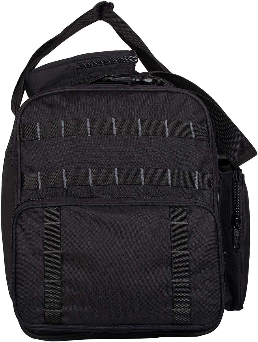 K-Cliffs Tactical Range Duffel Heavy Duty Large Gear Duffle Durable Quality Travel Sports Gym Equipment Bag Military Molle with Lockable Zippers with US Flag Patch 33 Inch Black
