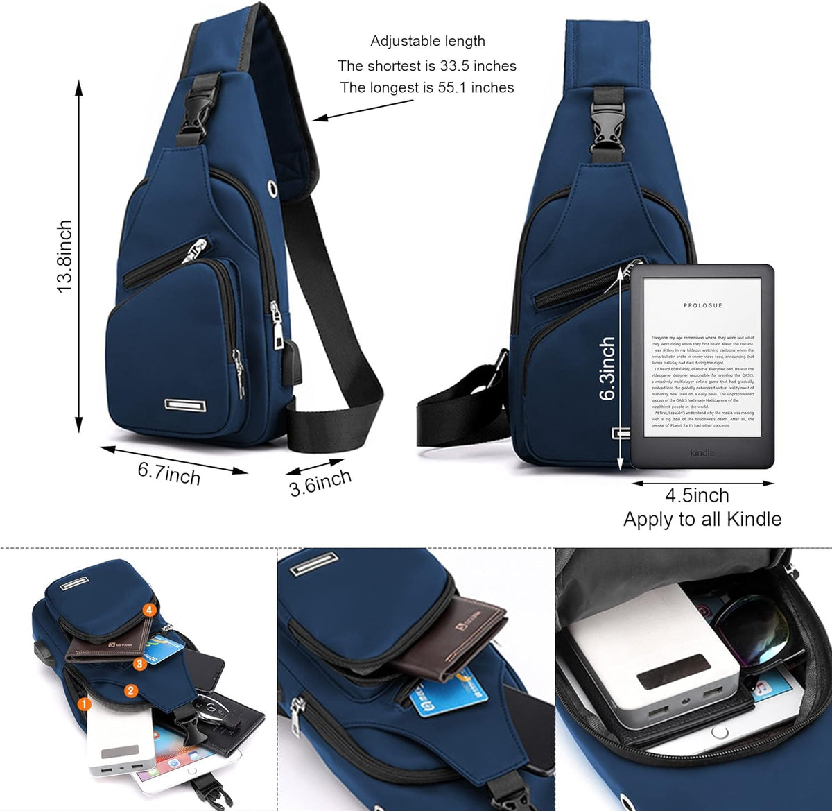 Waterproof Sling Bag Crossbody Backpack for Men Women Sling Backpack Hiking Daypack Multipurpose