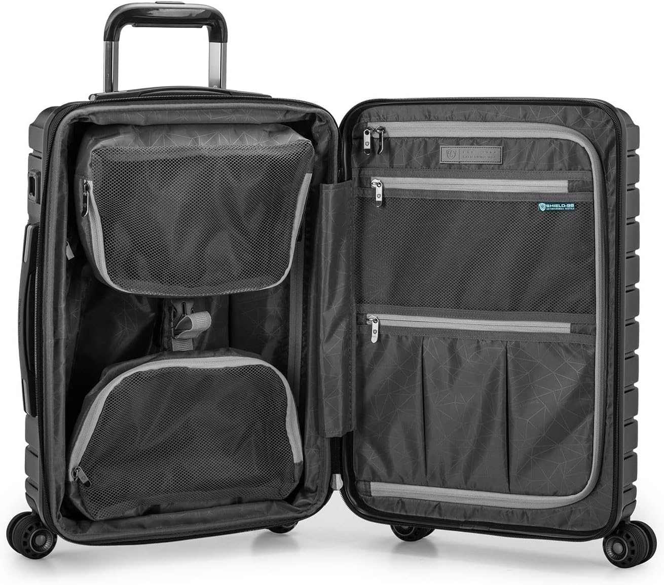 Traveler's Choice Archer Polycarbonate Hardside Spinner Luggage Set, Tie Down Straps, Black, Carry-On 21-Inch