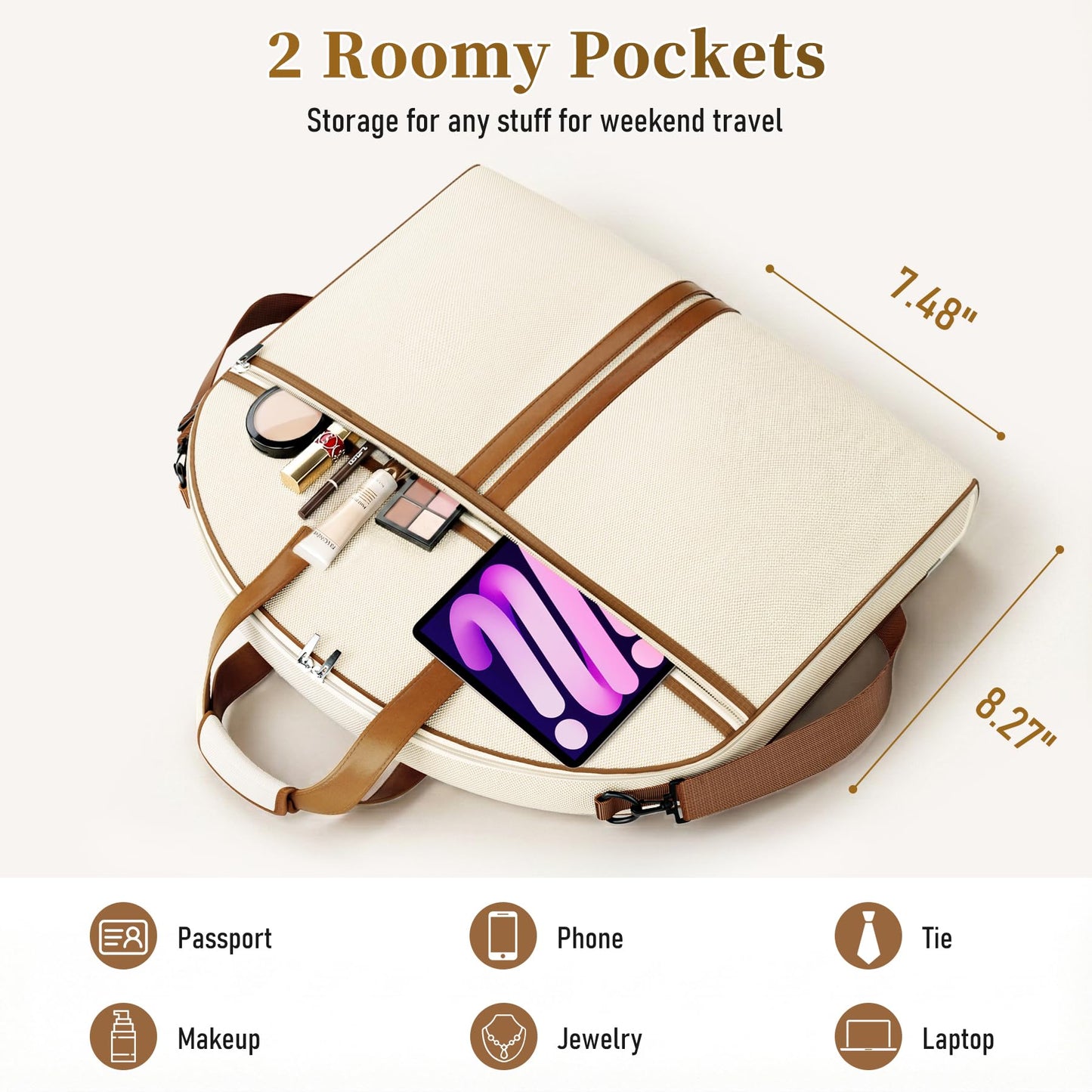 MISSLO Carry on Garment Bags for Travel for Women 56" Foldable Dress Bag with Large Pockets Bag