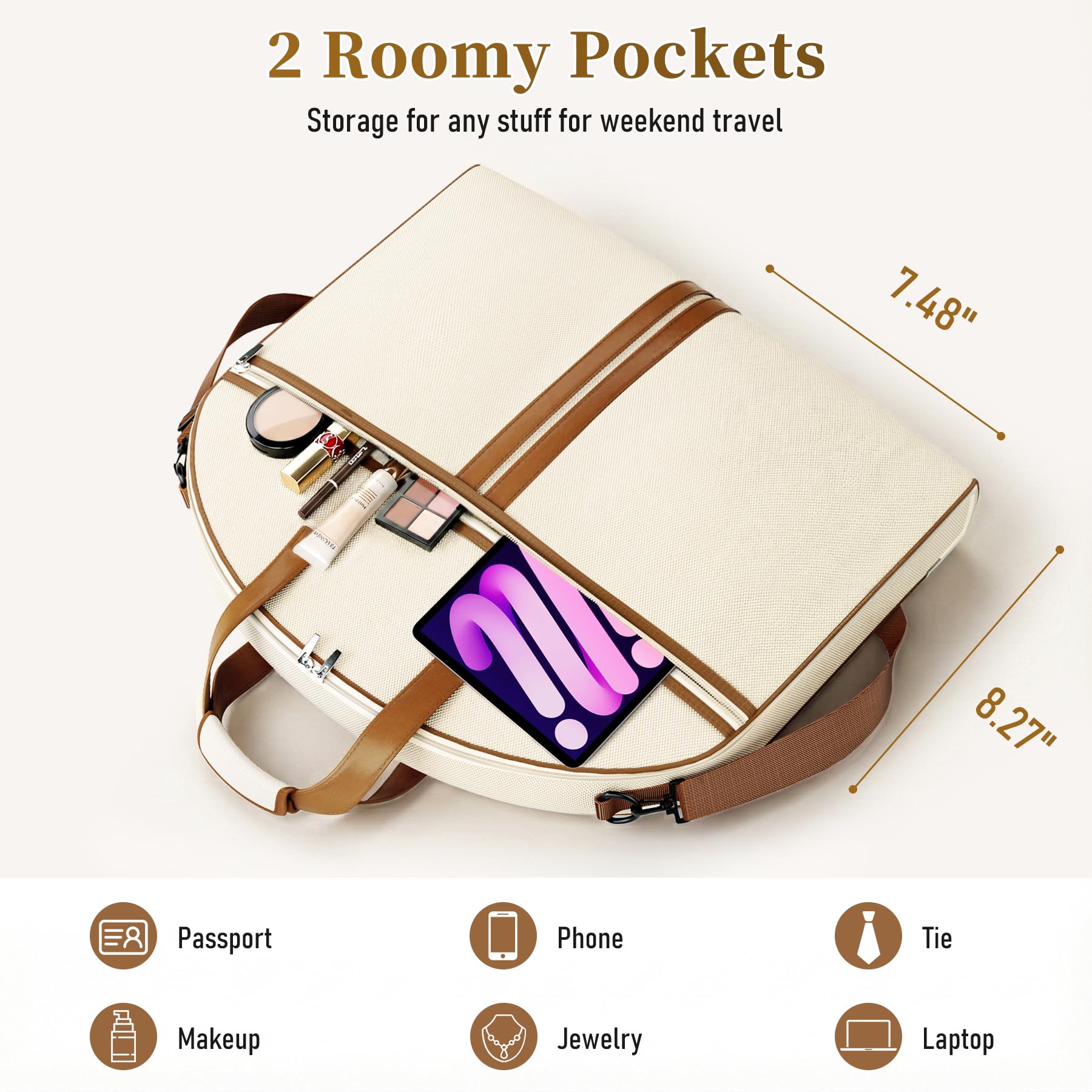 MISSLO Carry on Garment Bags for Travel for Women 56" Foldable Dress Bag with Large Pockets Bag