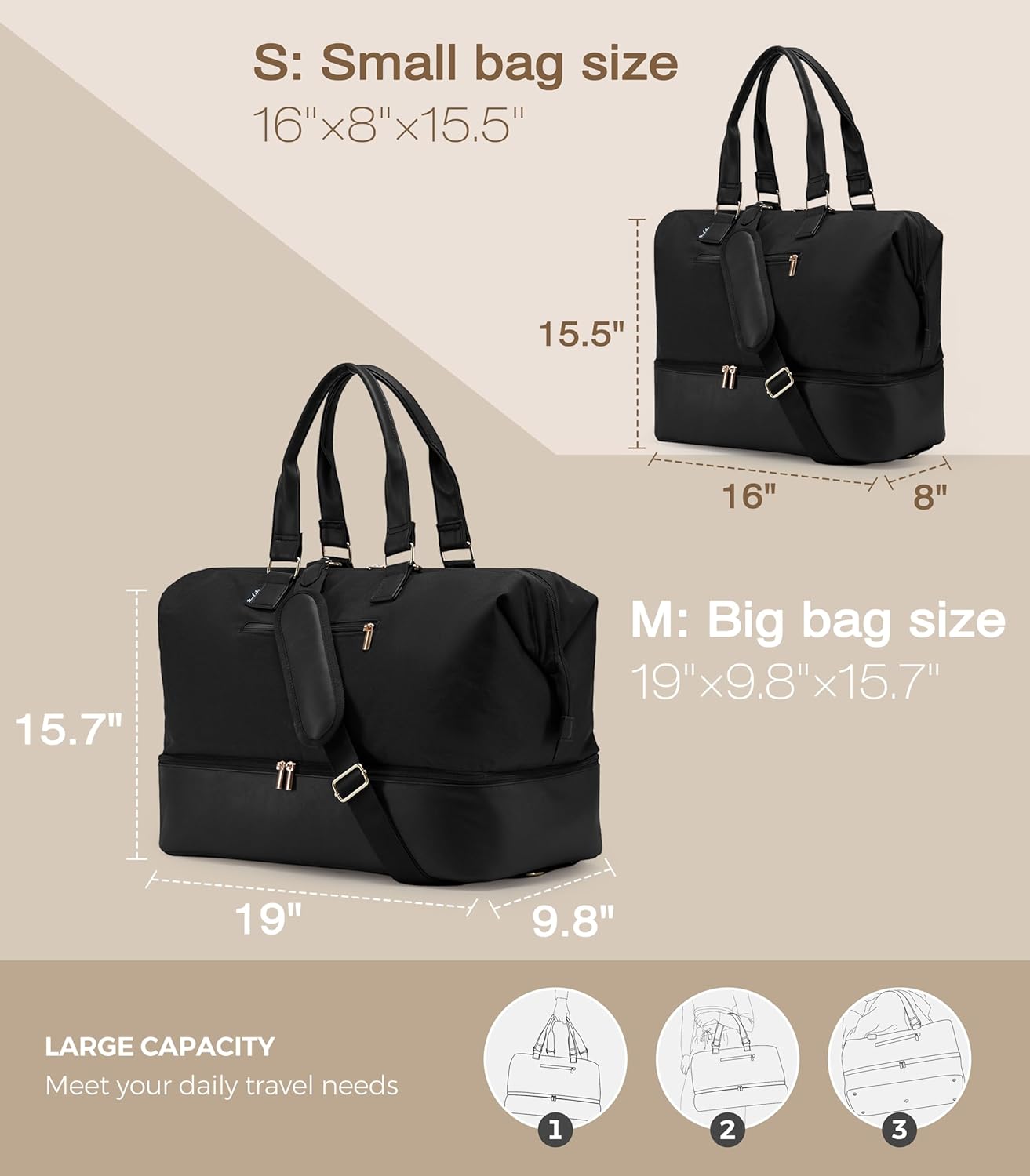 Weekender Bags for Women, Large Travel Duffel Bag with Shoes Compartment, Carry On Overnight Tote Bags with Toiletry Bag