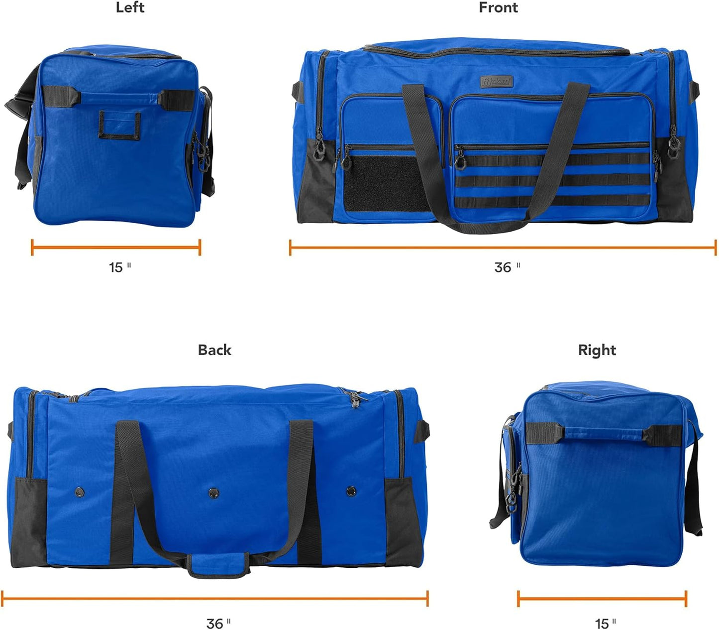 Fitdom 130L 36" Heavy Duty Extra Large Sports Gym Equipment Travel Duffle Bag W/Adjustable Shoulder