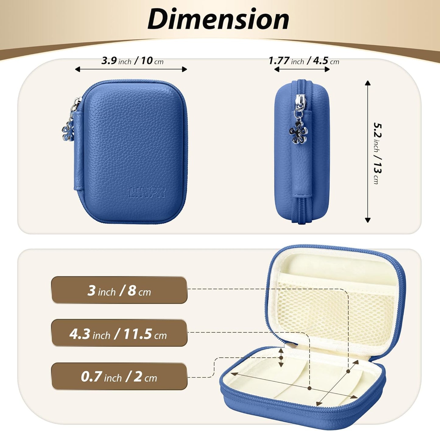 Digital Camera Case for CAMKORY, KODAK PIXPRO FZ45/FZ55, Canon IXUS 285 HS, Lecran, Small Travel Compact Camera Holder with Mesh Pocket for Accessories SD Card (Royal Blue)