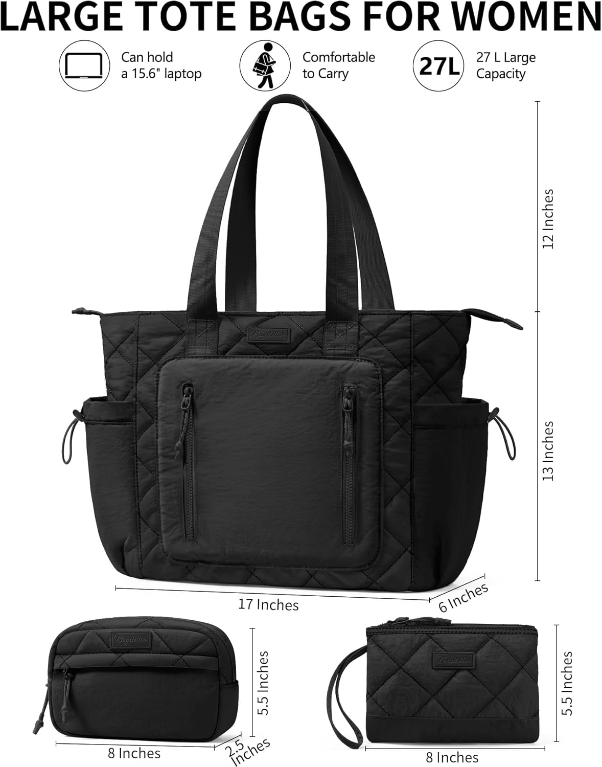 Puffer Tote Bag for Women, Lightweight Puffy Work Laptop Handbag Teacher Nurse Quilted Shoulder School Daily Travel Gym Bags
