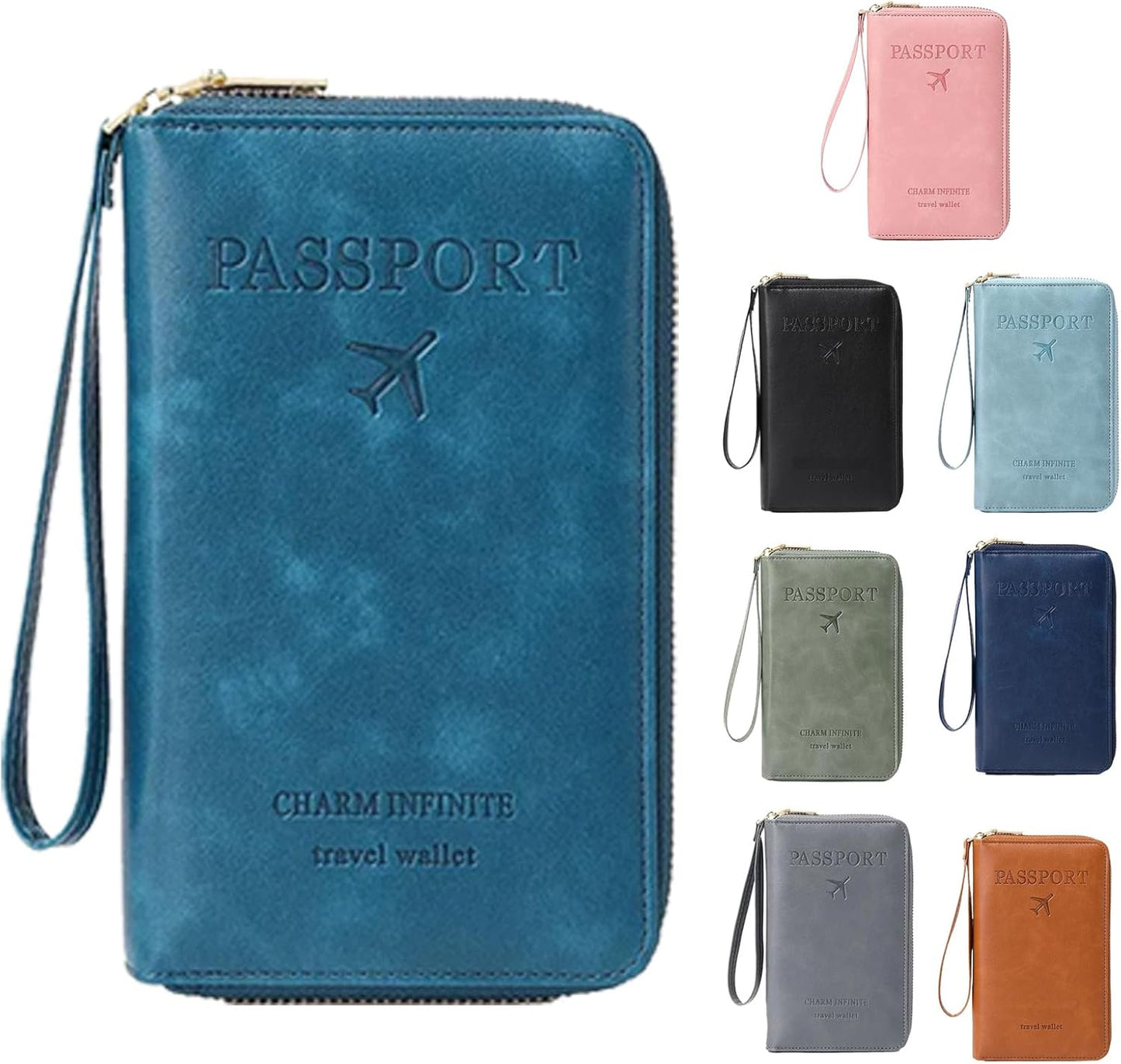 Similarbe Multifunctional RFID Passport Wallet, RFID Blocking Travel Document Organizer Clutch Bag, Anti-theft Wallet (Peacock Blue)