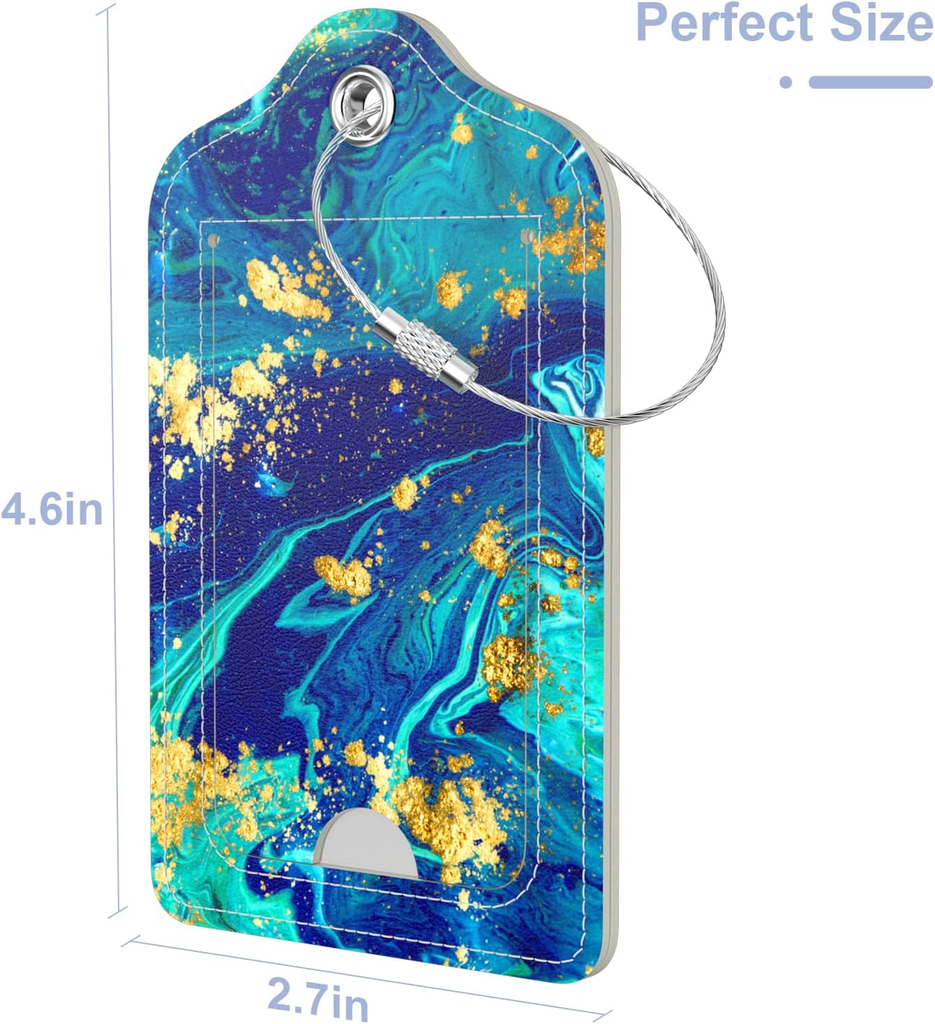 4 Pack PU Leather Luggage Tags for Suitcase, Travel Cruise Luggage Tag with Privacy Flap, Name ID Label and Metal Loop for Women Men Baggage Handbag School Bag Backpack, Watercolor Flowers