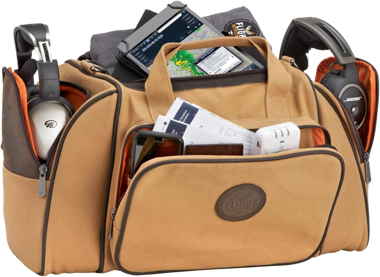 Flight Outfitters Unisex Bush Pilot Duffel Hand/Shoulder Carry Canvas & Leather Plane Travel Luggage Aviation Gear Flight Bag