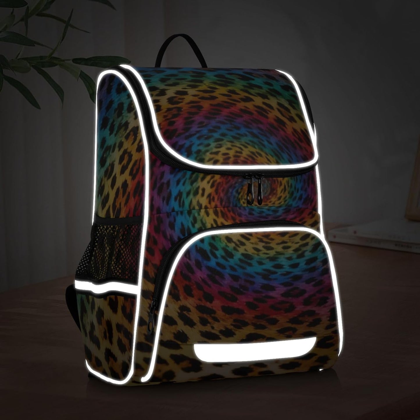 Rainbow Leopard Print Tie Dye Cute Backpack For Girls Kids Backpack Boys Teen School Bag Bookbag Travel Daypacks
