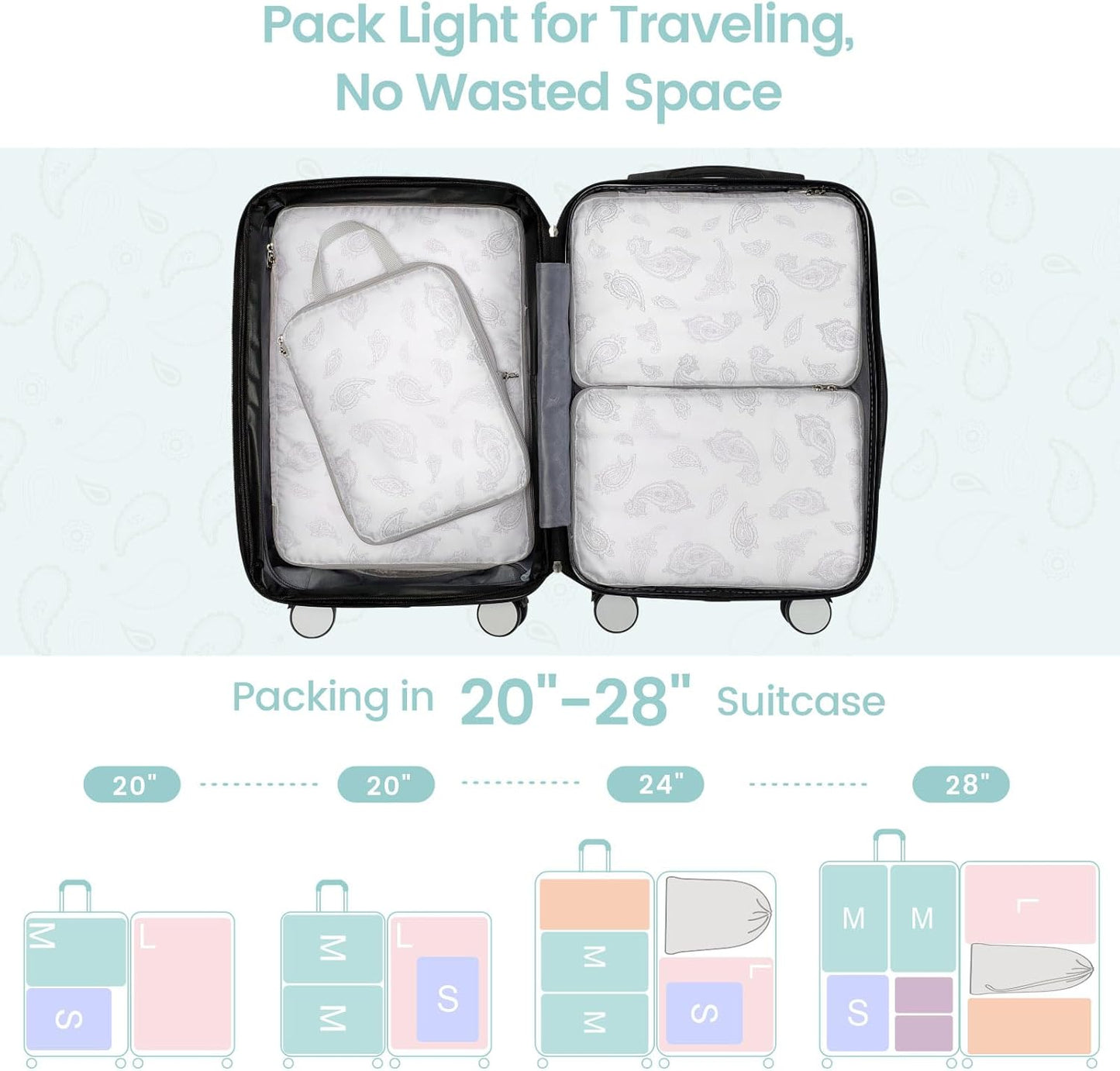 Cambond Compression Packing Cubes for Travel Women - Travel Bags Luggage Organizers Travel Essentials Compression Cubes for Travel Carry on Suitcases Organizer
