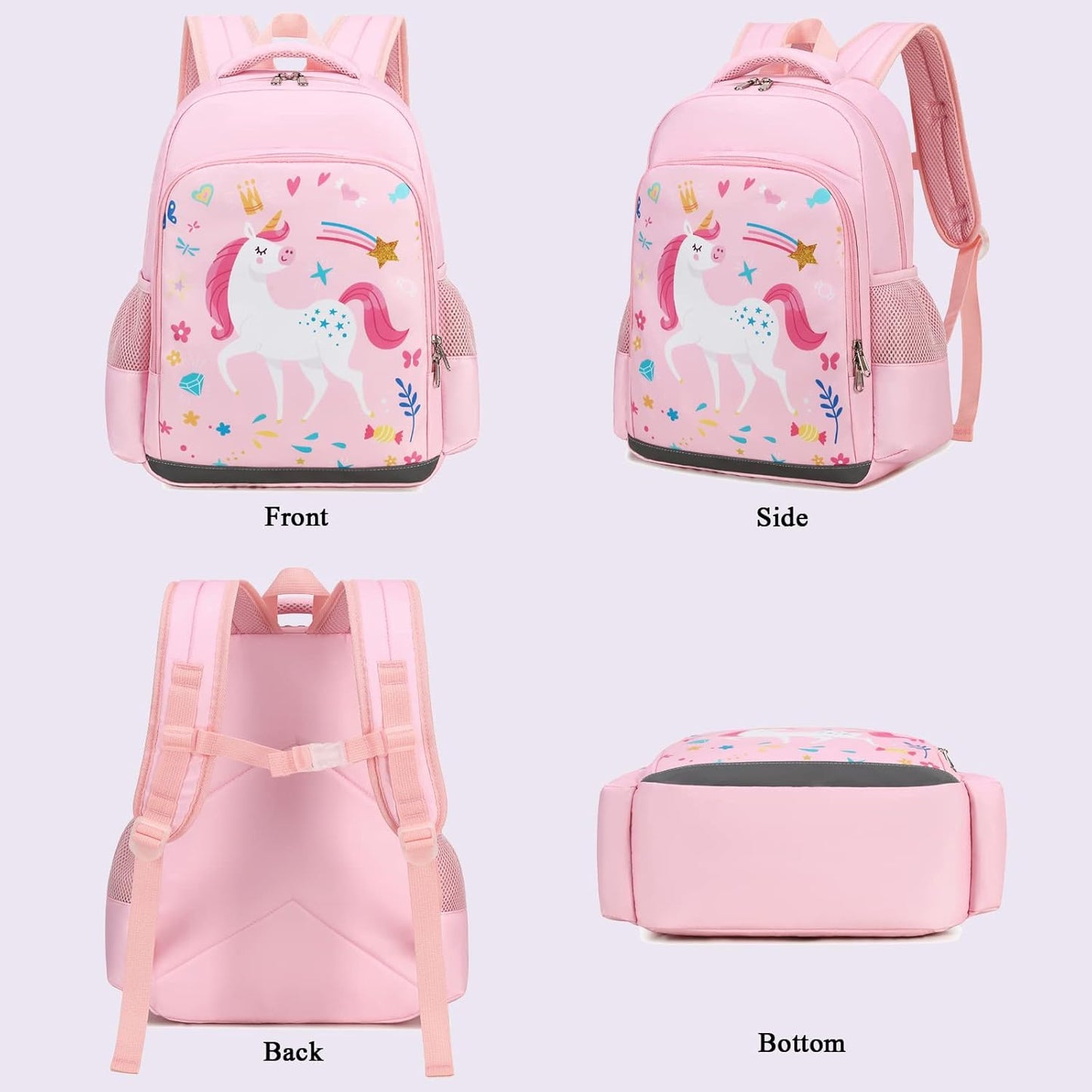 Octsky Backpack for Girls Kids School Backpacks with Lunch Box Preschool Kindergarten BookBag Set