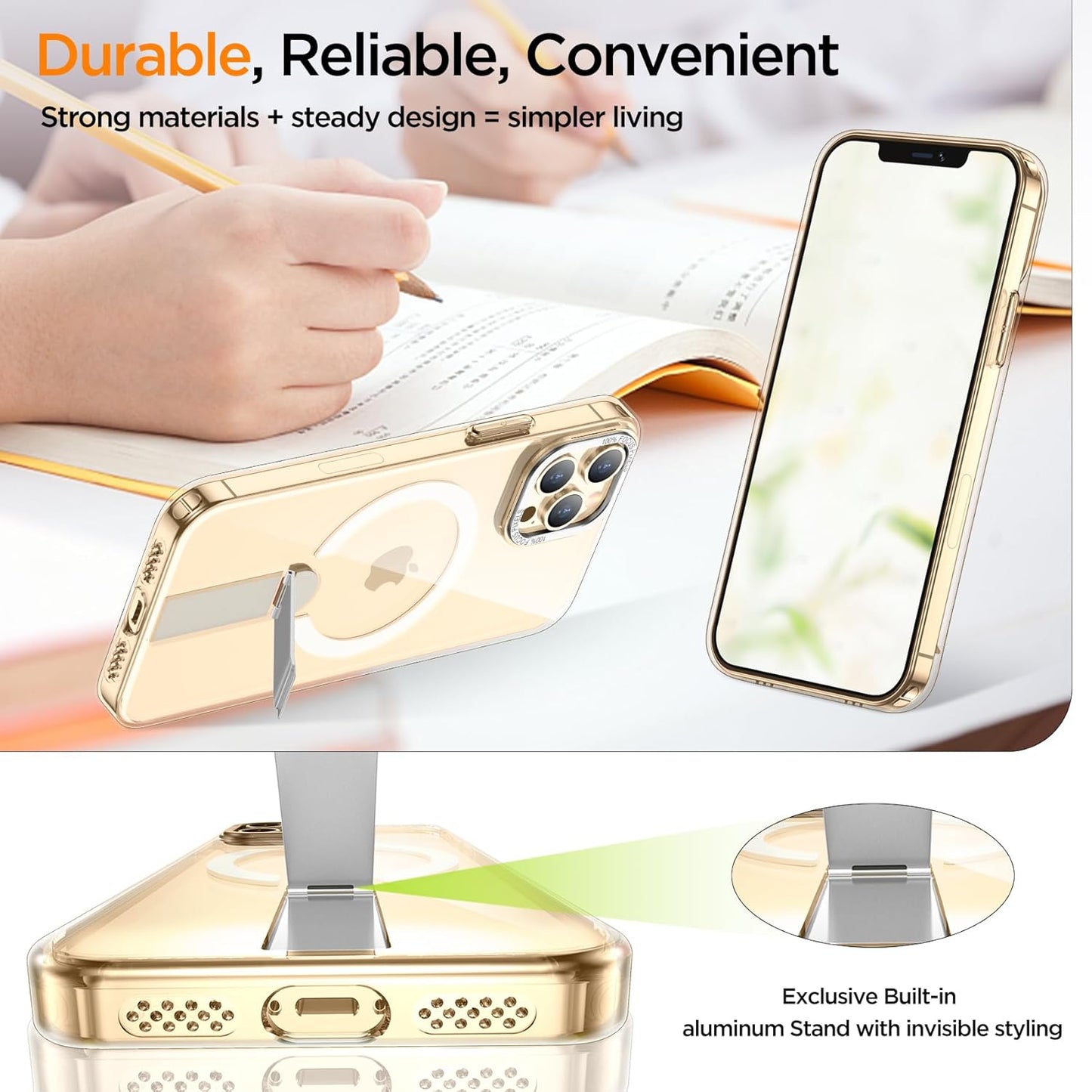 for iPhone 13 Pro Case with Kickstand, [Invisible Stand] Compatible with MagSafe, Anti-Slip Shockproof Military-Grade Protection, Magnetic Phone Case for iPhone 13Pro (Clear)