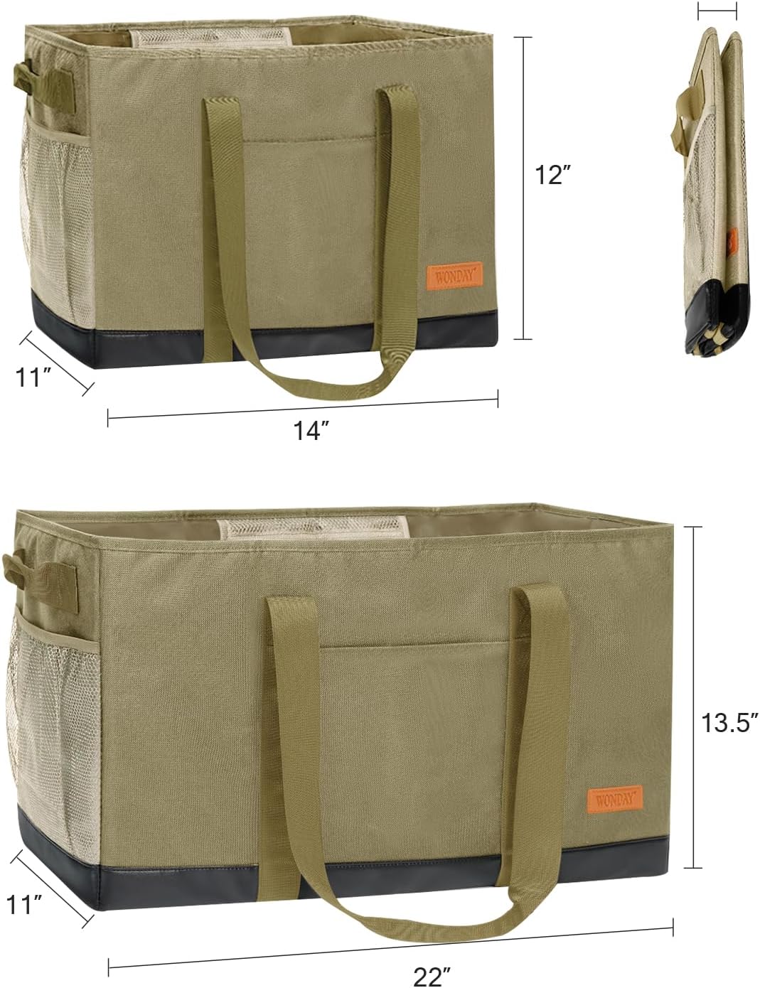 WONDAY Standing Extra Large Reusable Grocery Bag Carrier with Handle, Thirty One Utility Tote Foldable for Shopping and Beach