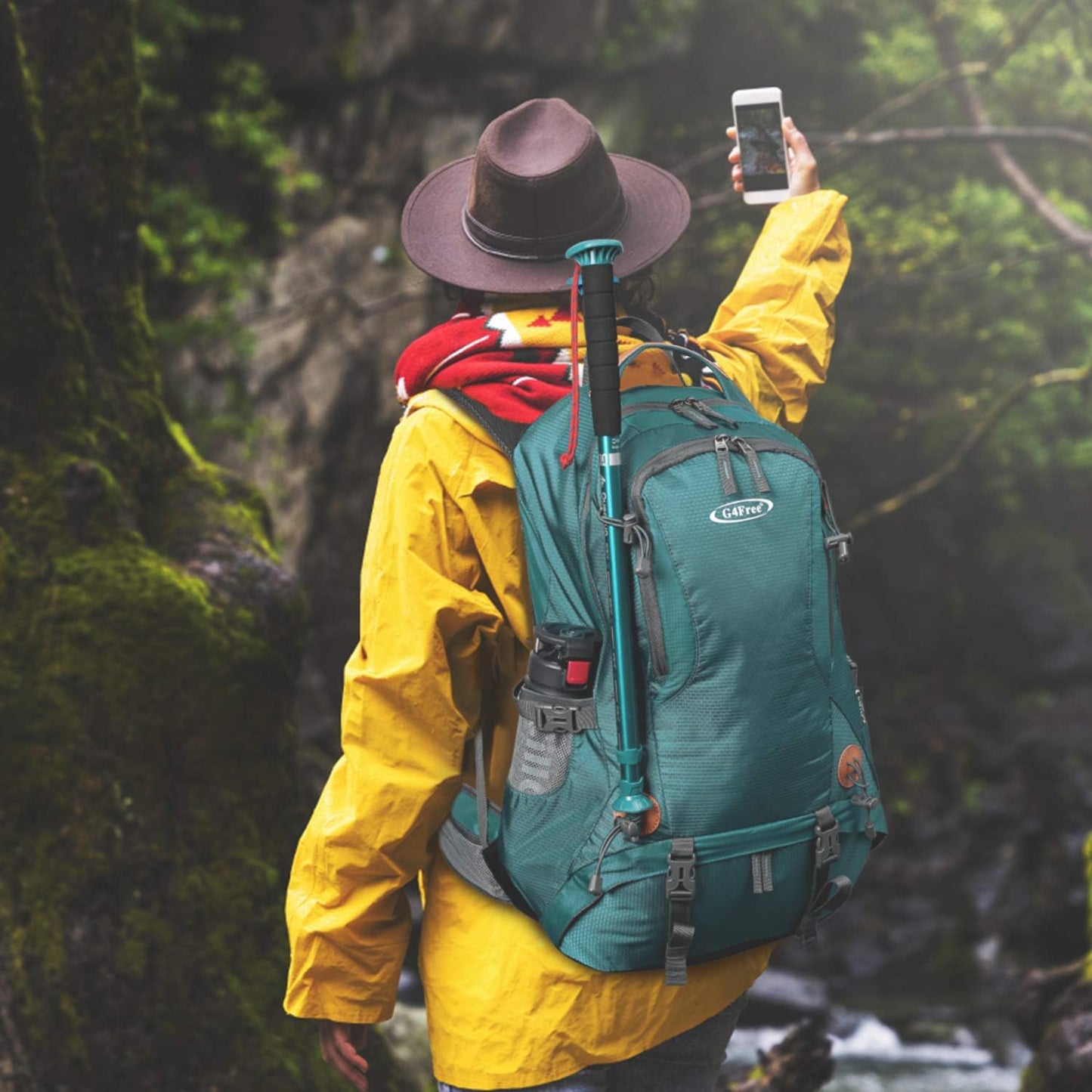 G4Free 50L Hiking Backpack Waterproof Daypack Outdoor Camping Climbing Backpack with Rain Cover for
