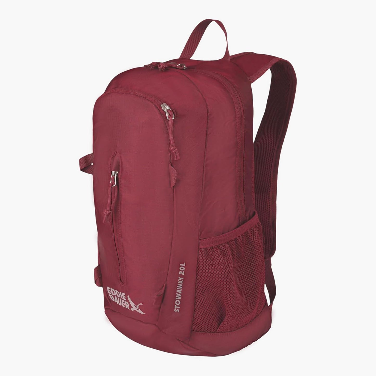 Eddie Bauer Stowaway Packable Backpack | Travel | Outdoor | Lightweight | Foldable | Durable | Ripstop Polyester | 20L - Black Cherry