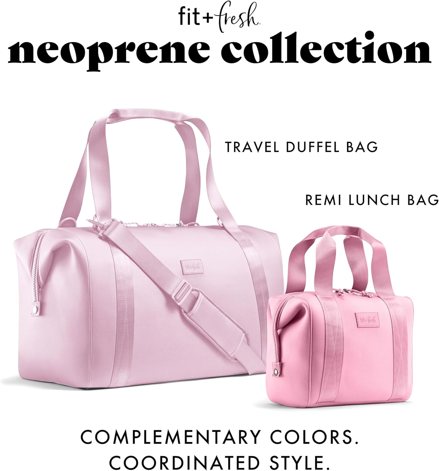 Fit & Fresh Premium Neoprene Weekender Bag With Trolley Sleeve - Large Overnight, Carry-on, Duffel, Gym, and Hospital Bag for Labor & Delivery