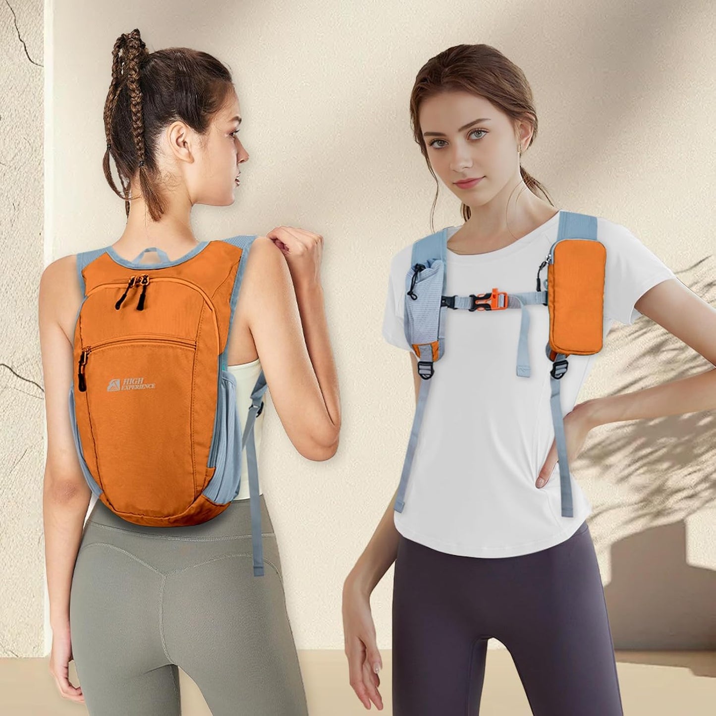 Hiking Backpack 10L/15L Small Daypack Lightweight Packable Travel Foldable Water Resistan for Women Men (Orange, 15L)