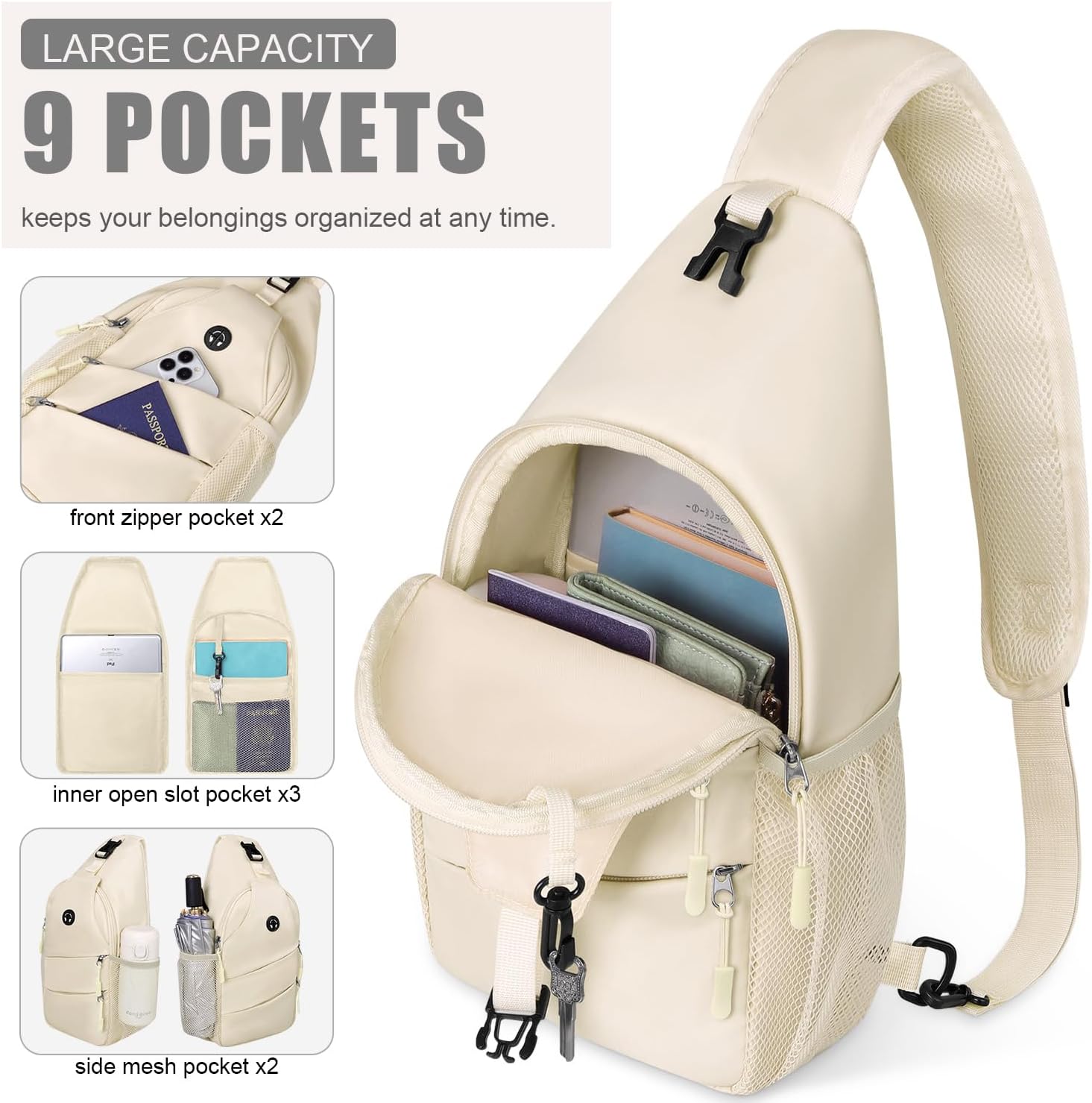 Crossbody Bags for Women Men Trendy Sling Bag Backpack Casual Chest Bag with Convertible Shoulder