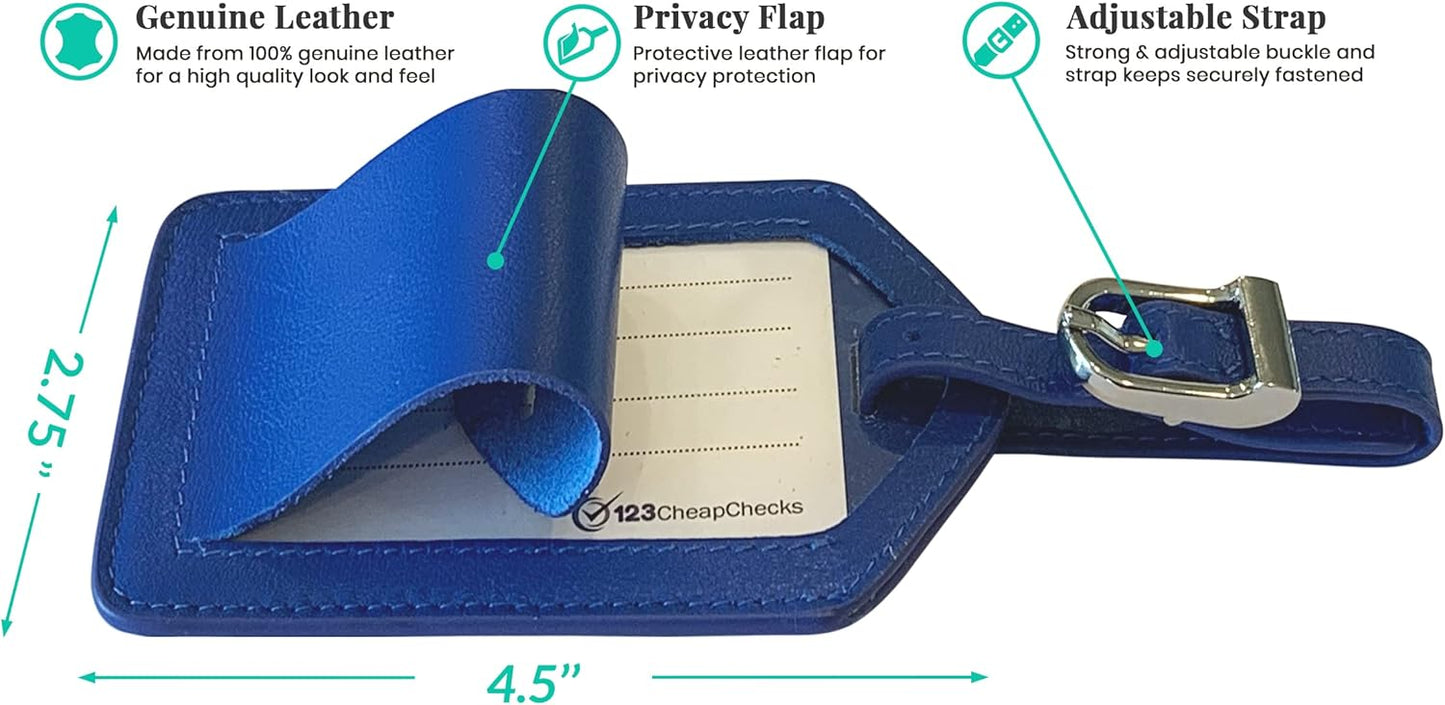 Personalized Monogrammed Cobalt Blue Leather RFID Passport Wallet and 2 Luggage Tags