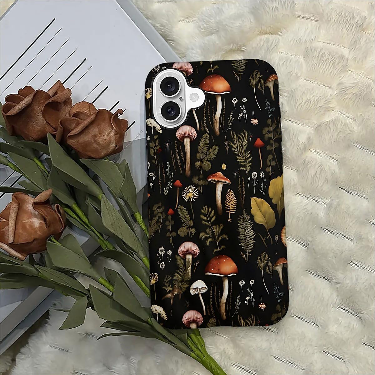 SEized Case Compatible with for iPhone 16,Vintage Mushroom Snail Daisy Leaf Phone Case for Girl Women Boy Men,Durable Protection Phone Case for iPhone 16