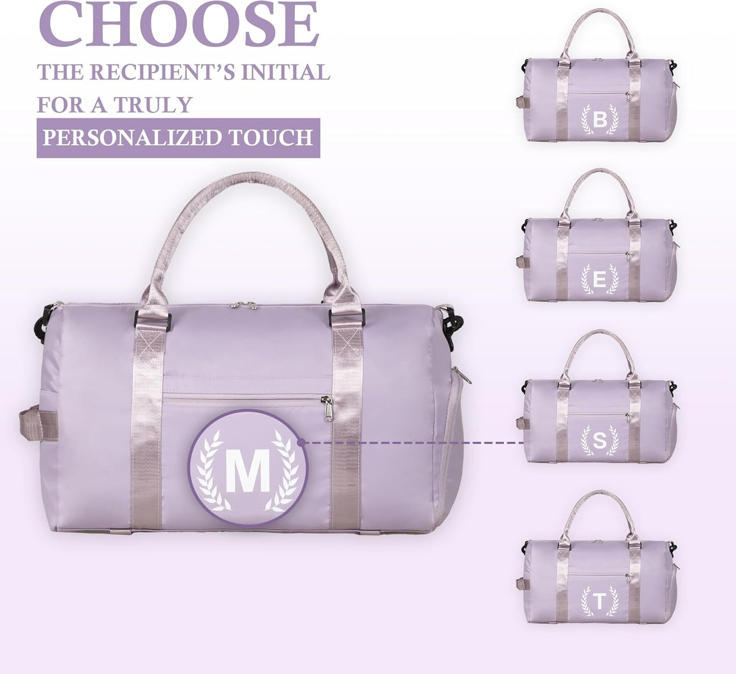 Gym Bag for Women, Personalized Duffle Bag with Shoe Compartment, Sports Bag for Yoga & Dance with Wet Pocket and Mat Strap.