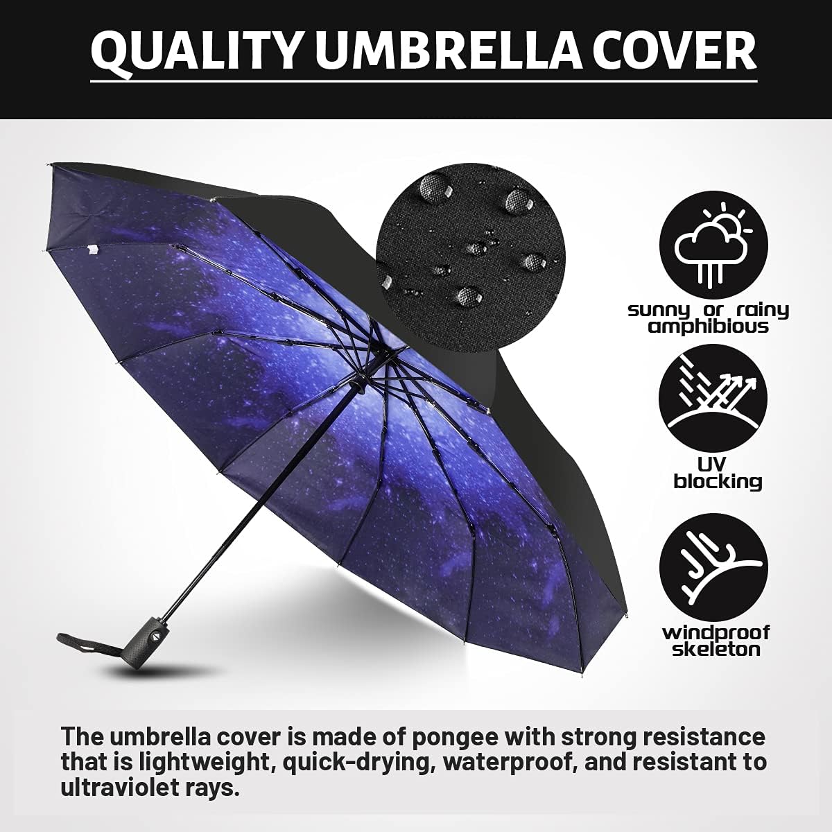 LLanxiry Compact Travel Umbrella, Windproof UV Protection Mini Folding Umbrellas for Rain Small Portable Umbrella for Travel Outdoor Use