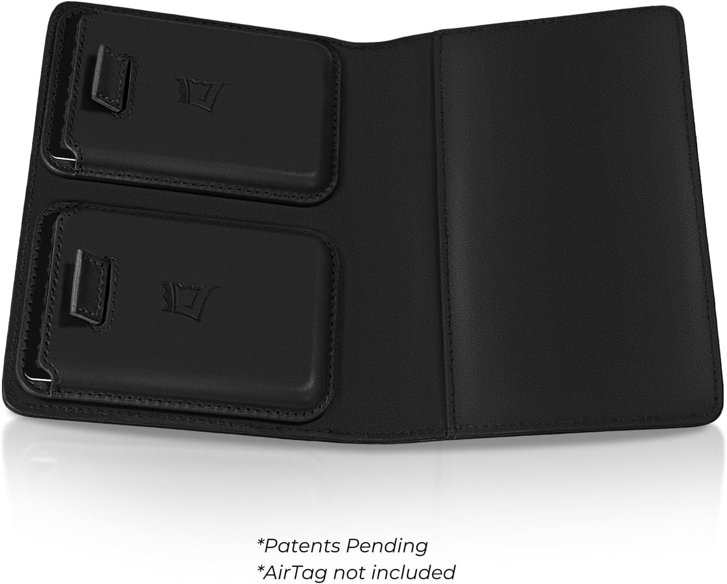 Kings Loot Passport Holder Wallet – RFID Blocking Leather Travel Wallet with Built-in Airtag Holder – Holds 1-6 Cards & Passport – Easy Pull Tab – Slim & Stylish Wallets (Onyx Black)