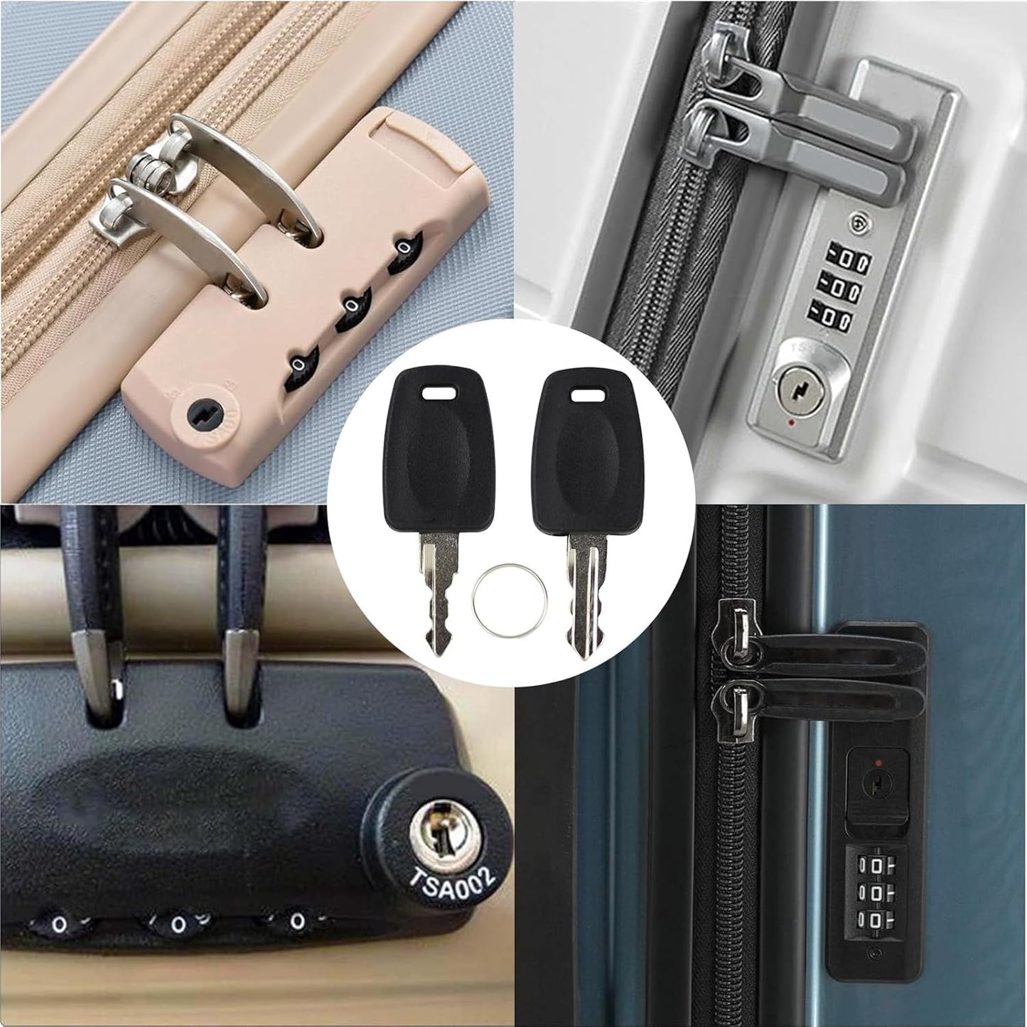 TSA Key 002 007Universal Lock Key Master Suitcase with 2Pcs Rings for Forgotten Password Combinations of Luggage Locks, Luggage Lock Password Combination Forgetting Solution