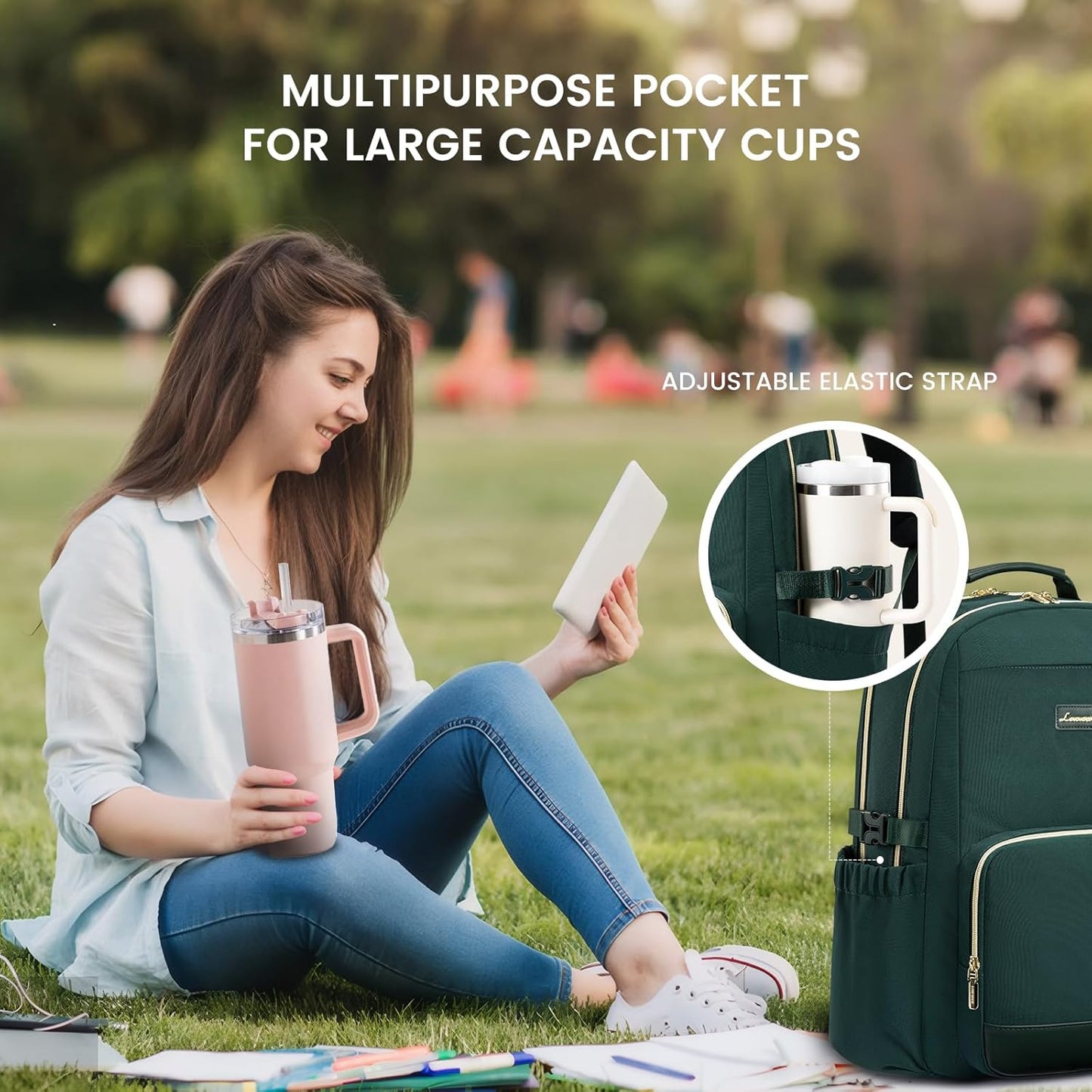 LOVEVOOK Laptop Backpack for Women with Pouch Pocket for Large Capacity Cup,17 Inch Laptop Computer