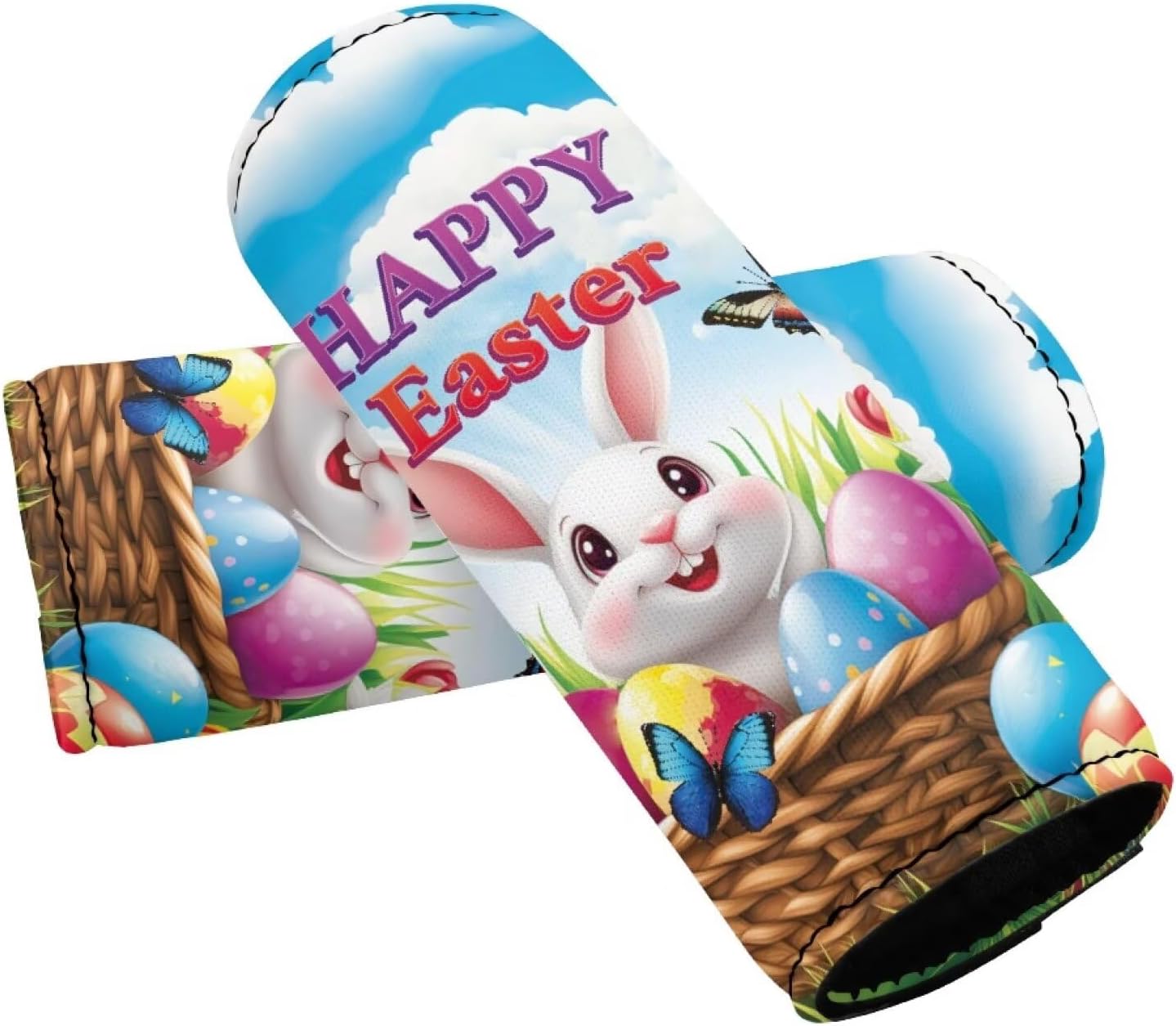 Easter Luggage Identifiers for Suitcases Bunny Set of 2 Pcs Luggage Handle Wraps Cute Suitcase Protective Cover Non-Slip Luggage ID Tags Door Handle Protection