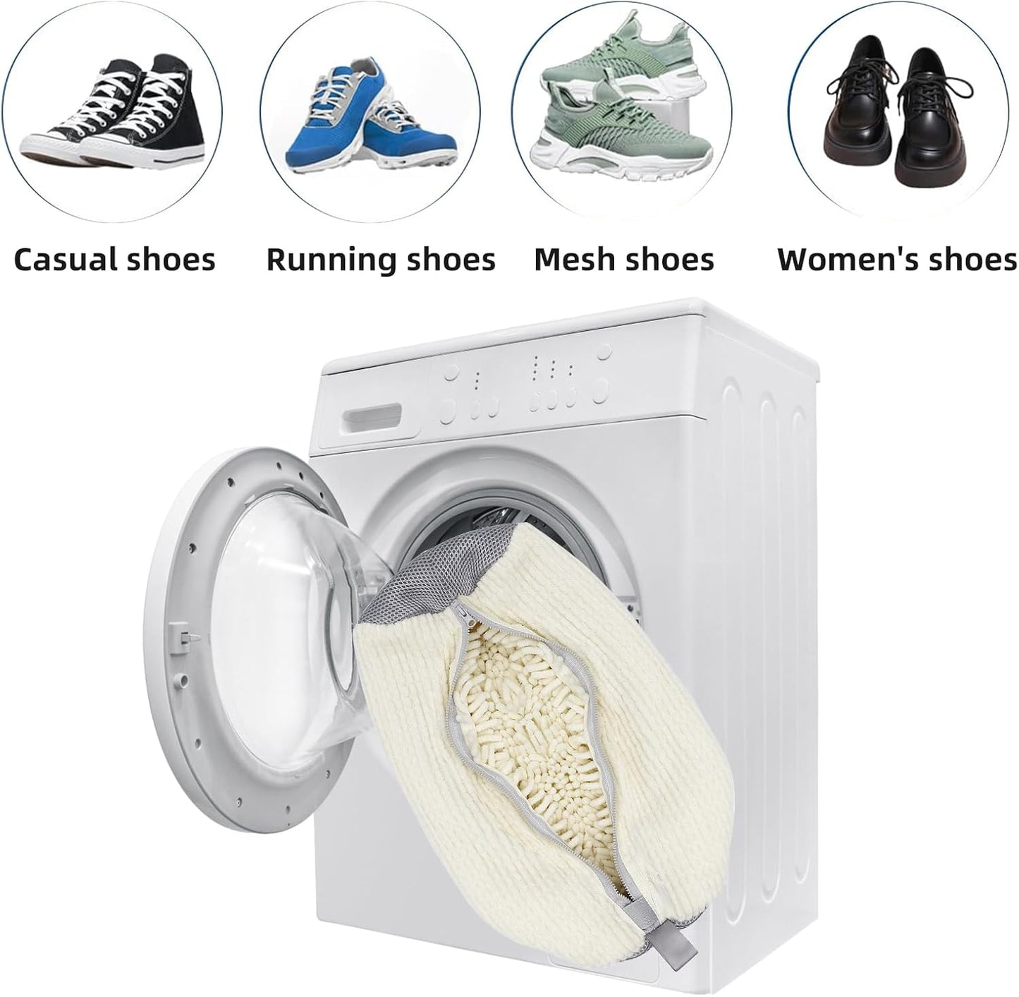 2-Packs Shoe Washing Bag for Washing Machine,Laundry Shoe Bag for Washer and Dryer Reusable Shoe Cleaning Bag