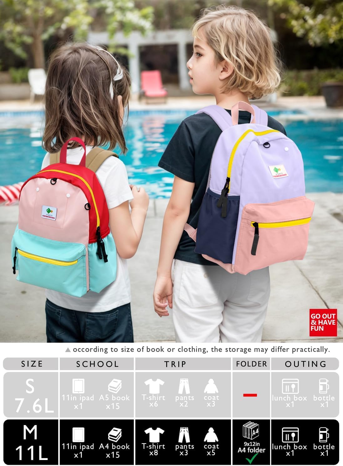 Kids Backpacks For Girls & Boys, Kindergarten & Elementary School Bookbag, For School & Travel, Small Child Toddler Backpack, 13" H, For Kids 3-5 Medium