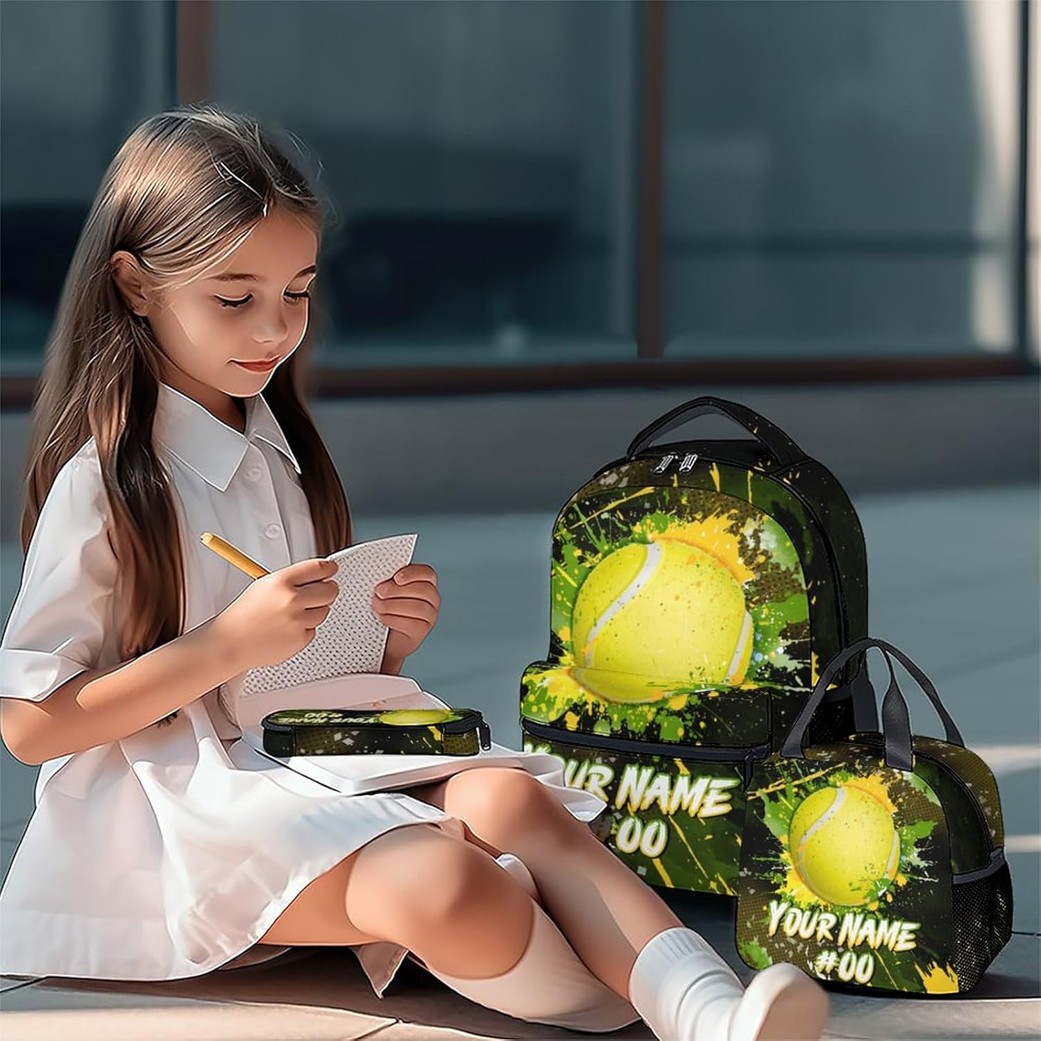 COZYAURA Bookbag for Kids - Personalized Tennis Backpacks Set for Boys Girls - Kids School Backpack