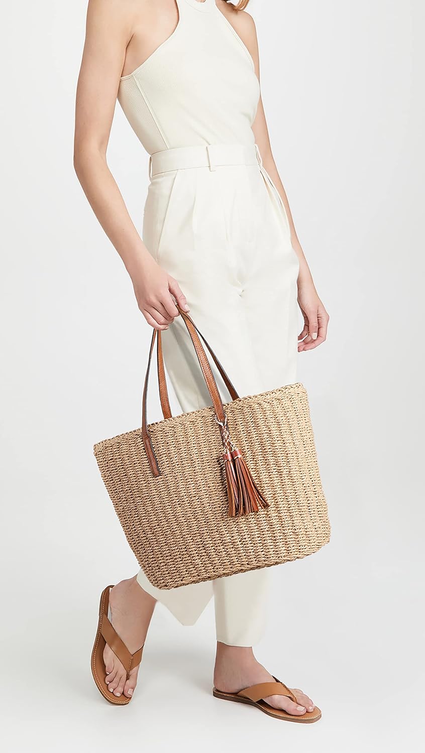 YXILEE Straw Bags For Women | M Size Travel Straw Totes Bag Woven Summer Handmade Shoulder Bag