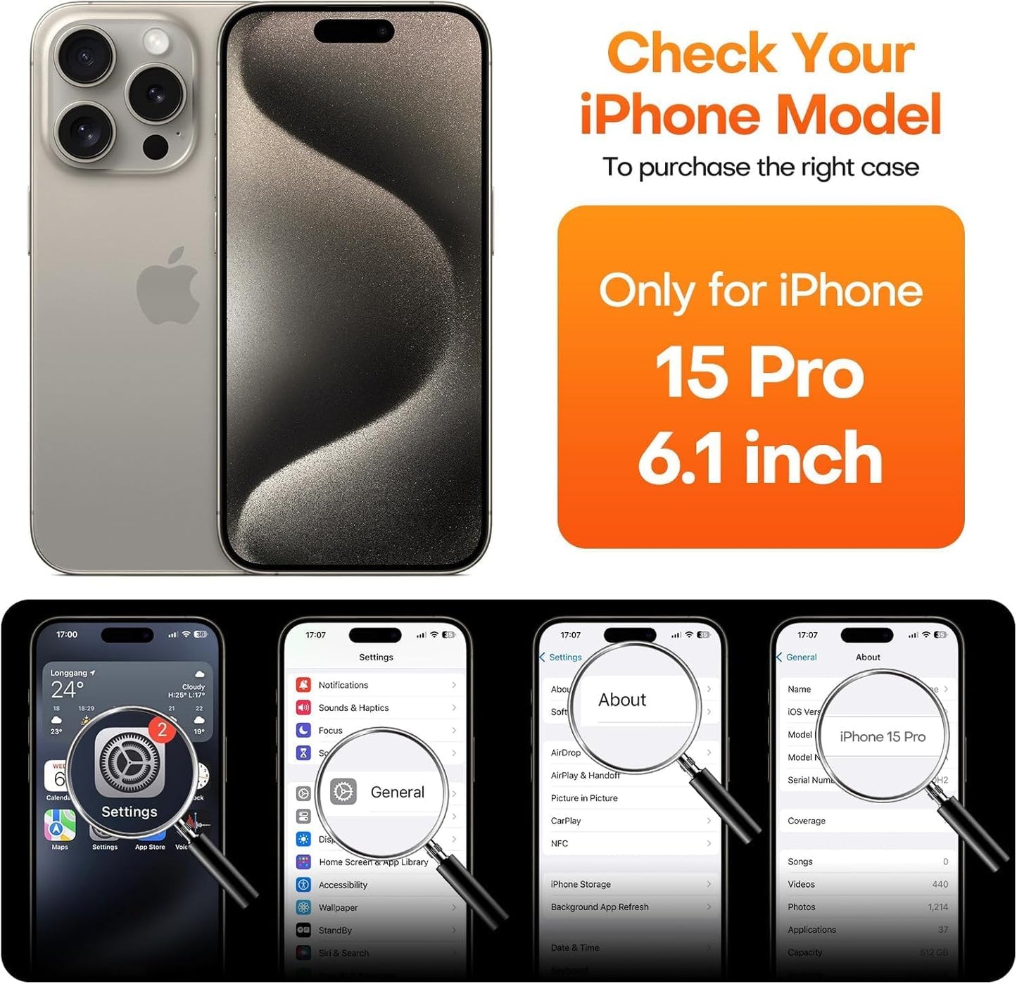 CellEver Strong Magnetic for iPhone 15 Pro Case [Camera Protection] [Military Grade Drop Tested] [Compatible with MagSafe] Slim Translucent Matte Phone Case (6.1") - Black