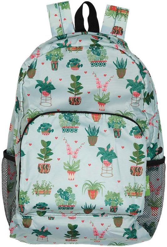 ECO CHIC Hiking Lightweight Packable Backpack - Foldable Daypack for Travel & Hiking & Outdoor Adventures - Waterproof Backpack from Recycled Materials (House Plant Mint)