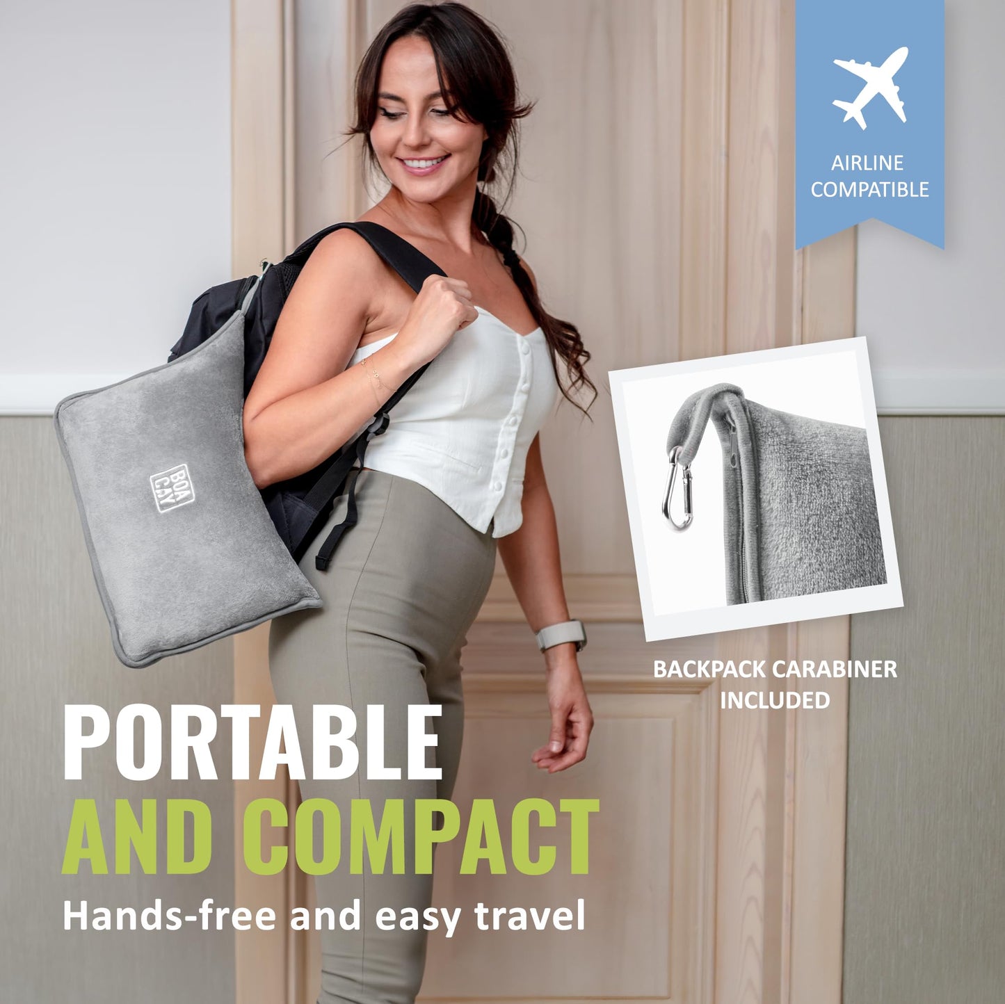 BOACAY Soft & Warm Travel Blanket for Airplane & Car - Long Flight Essential for Women, Men, Kids