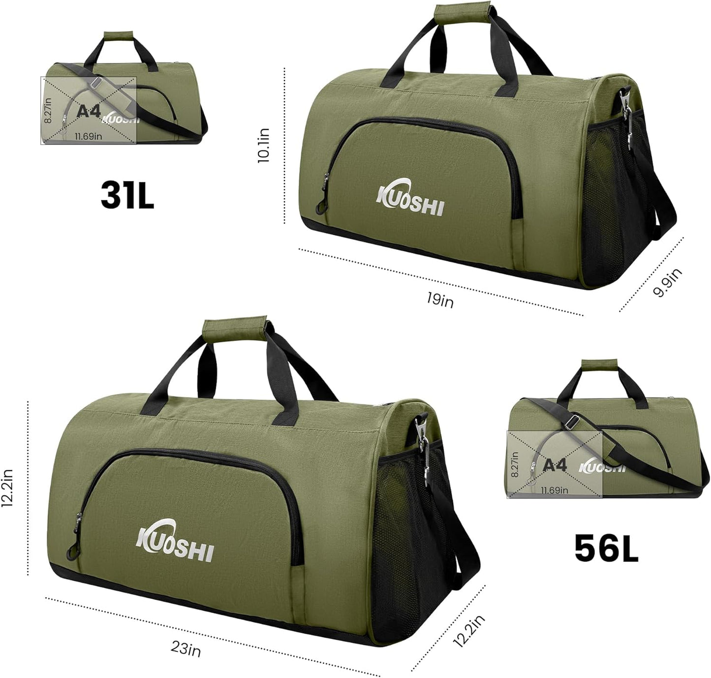 Gym Duffle Bag for Men & Women Water-Resistant-Sports Travel Bag with Ventilated Shoe Compartment & Wet Pocket, 56L Large Weekender Overnight Bag