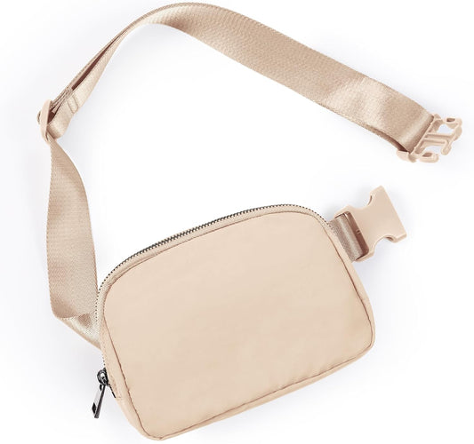 ODODOS Unisex Mini Belt Bag with Adjustable Strap Small Fanny Pack for Workout Running Traveling Hiking, Irish Cream
