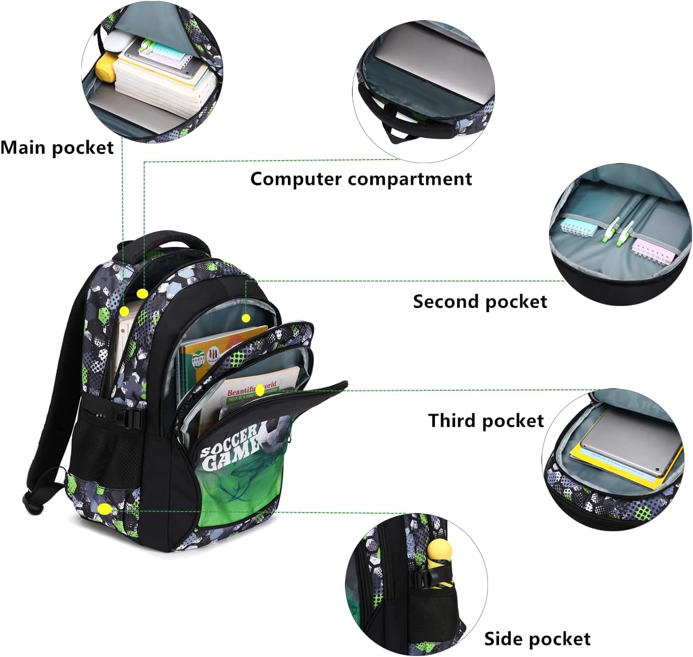 Lmwzh Backpack For Boys Elementary School Bags Kids Bookbag Waterproof Lightweight Durable Green