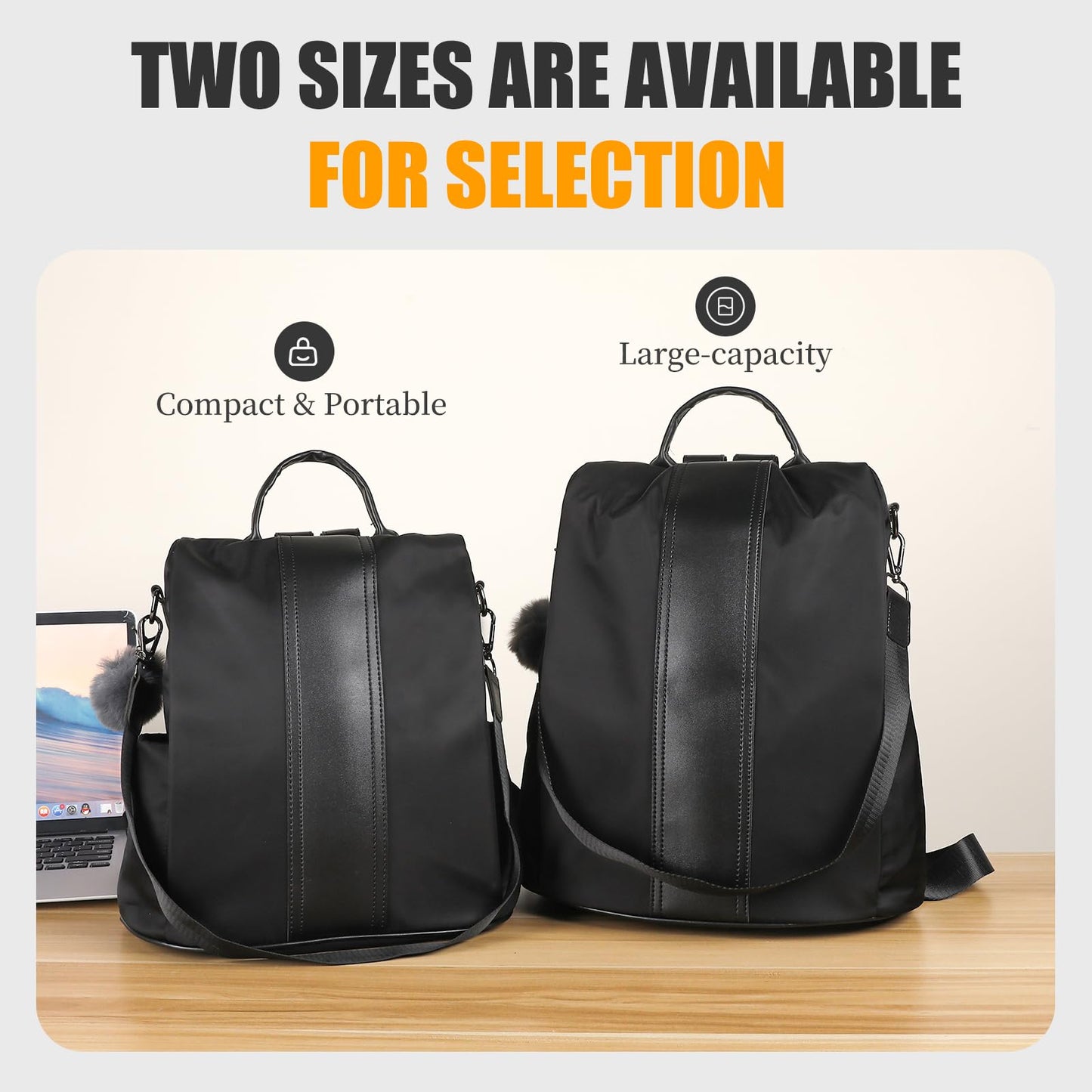 PINCNEL Women Backpack Purse Waterproof Nylon Anti-theft Rucksack Lightweight Shoulder Bag