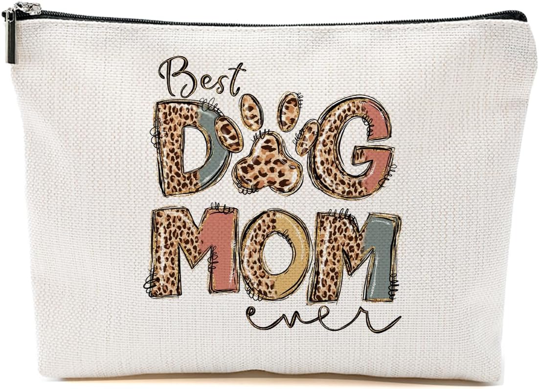 Dog Mom Gifts Makeup Bag, Animal Lover Cosmetic Bag Dog Lovers Gifts for Women, Accessories Birthday Christmas Makeup Pouch Travel Toiletry Zipper Bags, Organizer, Cosmetic Pouch