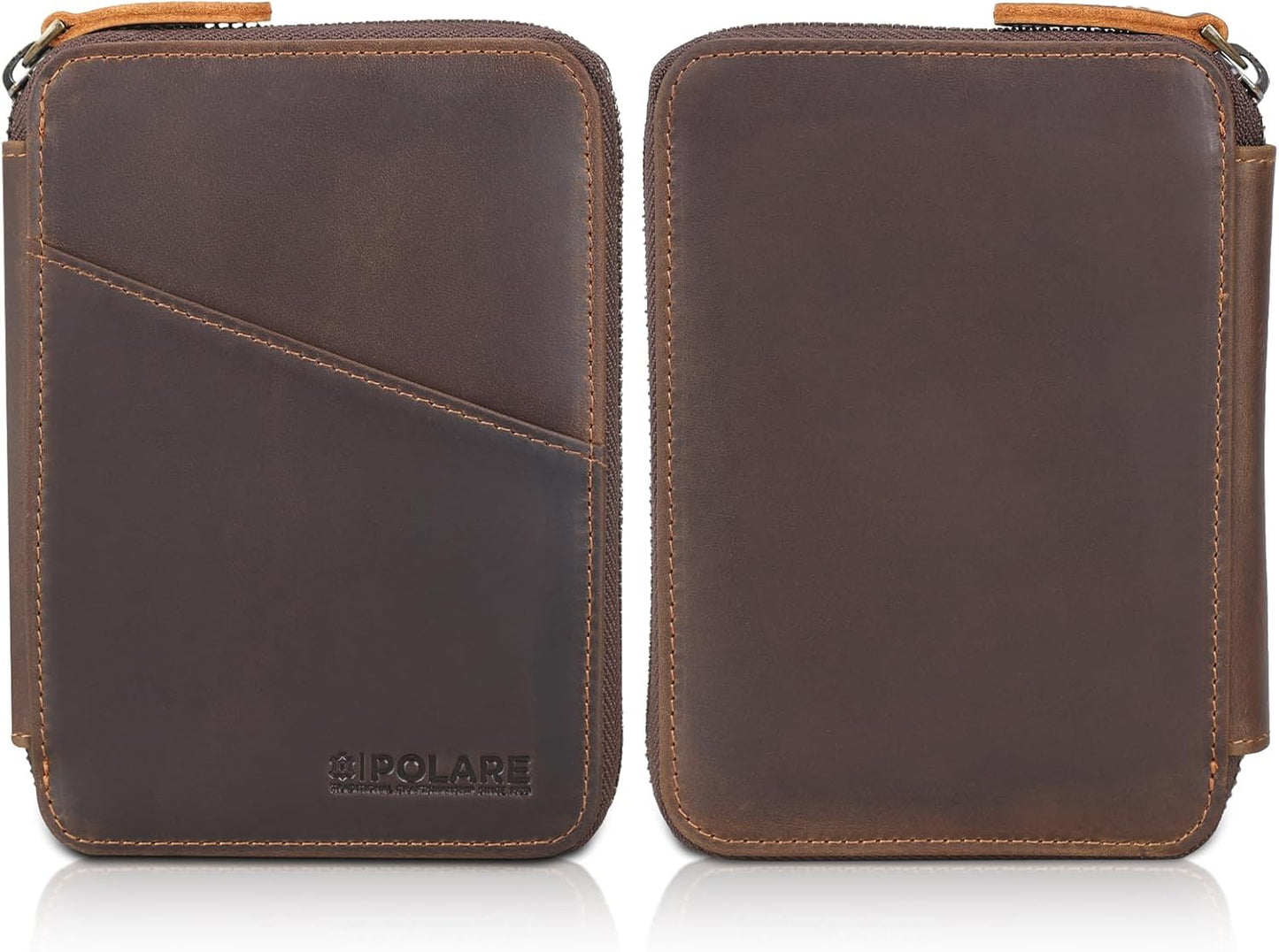 Polare Full Grain Leather Travel Passport Wallet RFID Blocking Passport Holder Soft Bifold Cover