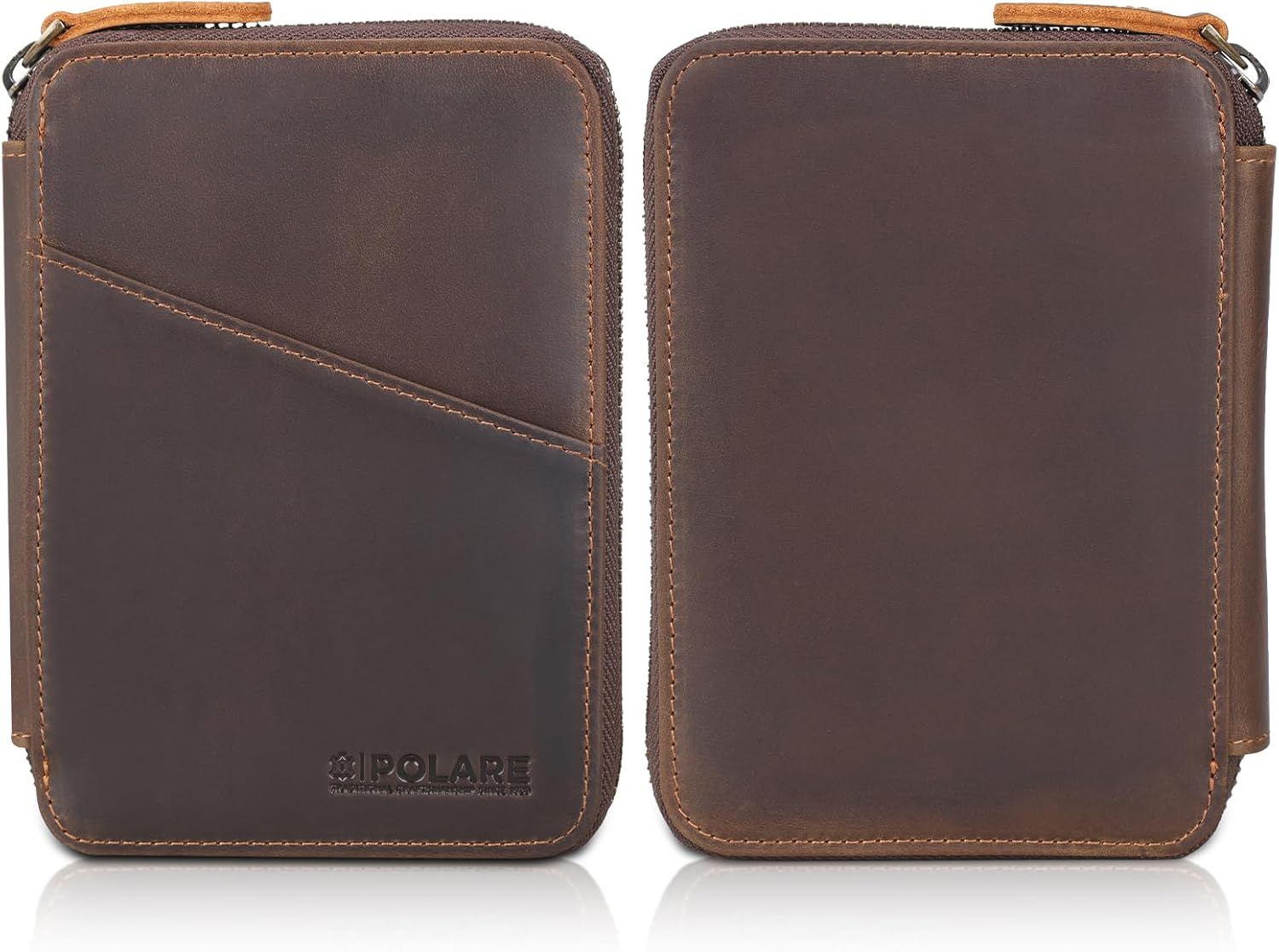 Polare Full Grain Leather Travel Passport Wallet RFID Blocking Passport Holder Soft Bifold Cover