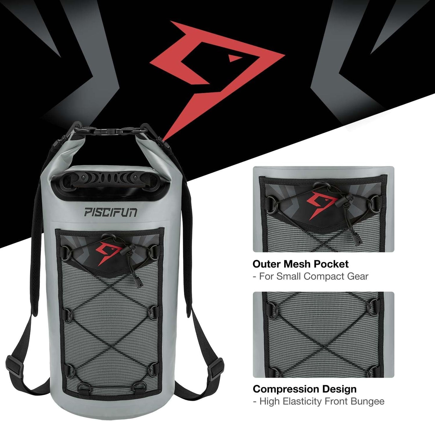 Piscifun Dry Bag, Waterproof Floating Backpack 10L/20L/30L/40L with Waterproof Phone Case for Boating, Kayaking, Fishing