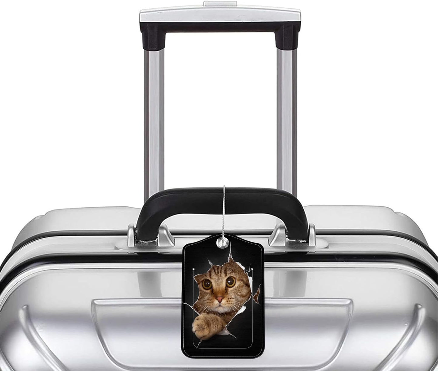 2 Pack Luggage Tag for Suitcase Cat in Black Hole Leather Travel Cruise Luggage Tag with Stainless Steel Loop Name ID Label Privacy Cover for Adults Teens Travel Bag Labels Set