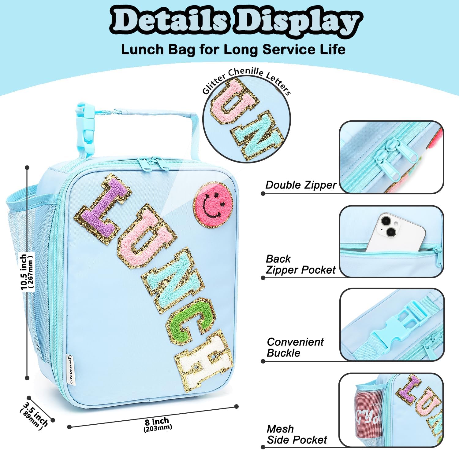FlowFly Lunch box Insulated Soft Bag Mini Cooler Back to School Thermal Meal Tote Kit With Buckle