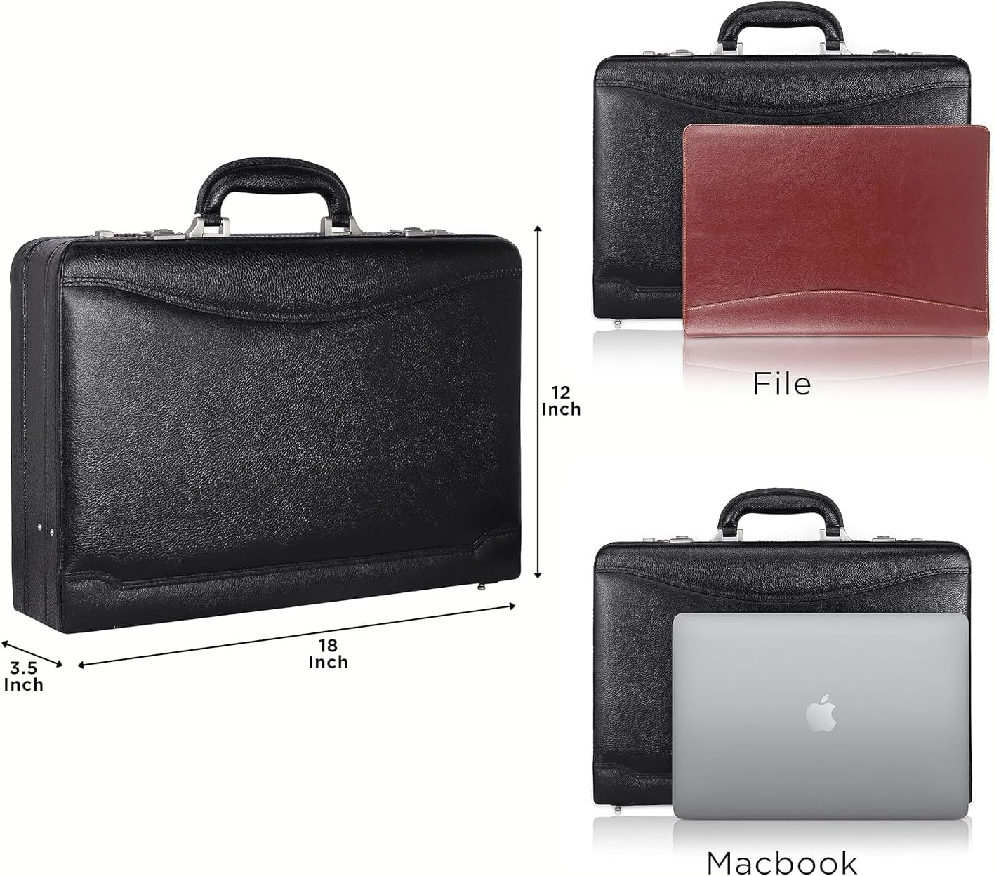 Full Grain Leather Briefcase Attache Case For Unisex Size L18 * W5 * H12 Inches Expandable Briefcase Bag