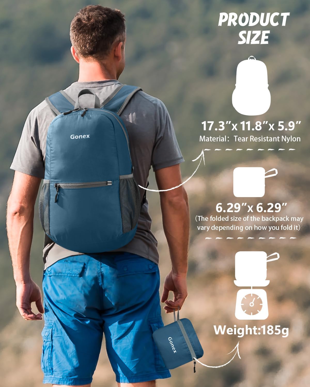 Gonex Ultra Lightweight Packable Backpack 20L Daypack Handy Foldable Camping Outdoor Travel Cycling Backpacking
