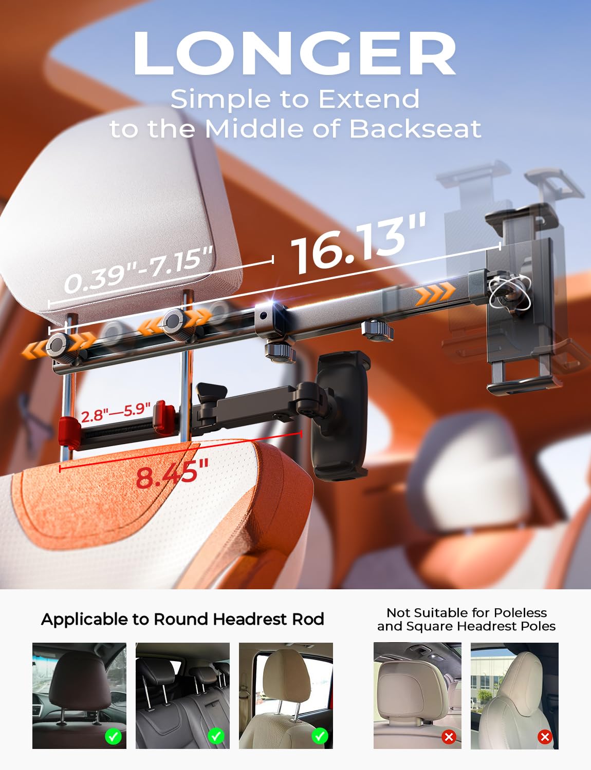 LISEN iPad Holder for Car Tablet Mount, Road Trip Essentials Kids Back Seat